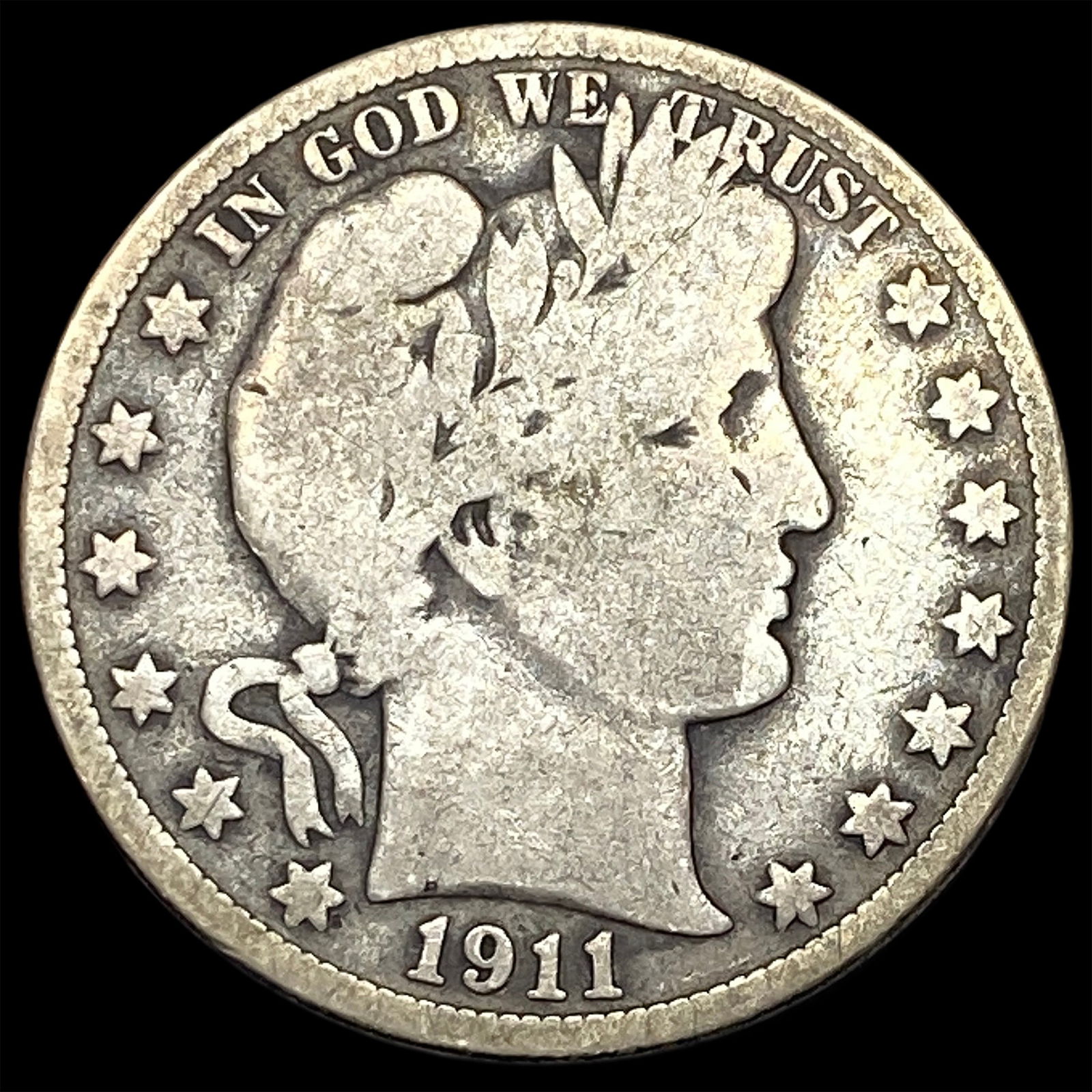 1911 Silver Barber Half Dollar NICELY CIRCULATED (1 of 2)