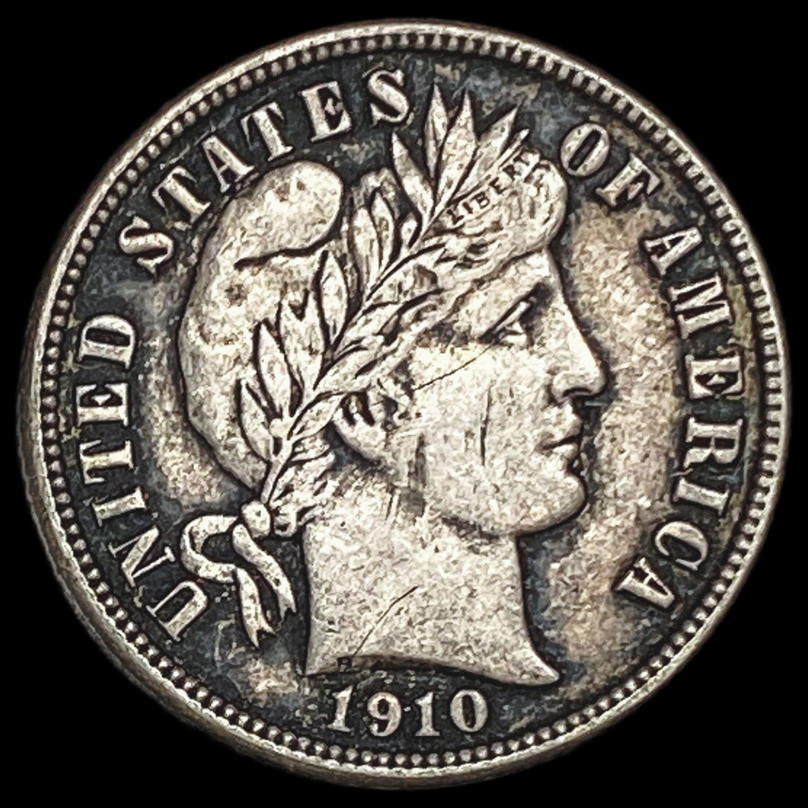 1910-D Silver Barber Dime LIGHTLY CIRCULATED: 1910-D Silver Barber Dime LIGHTLY CIRCULATED