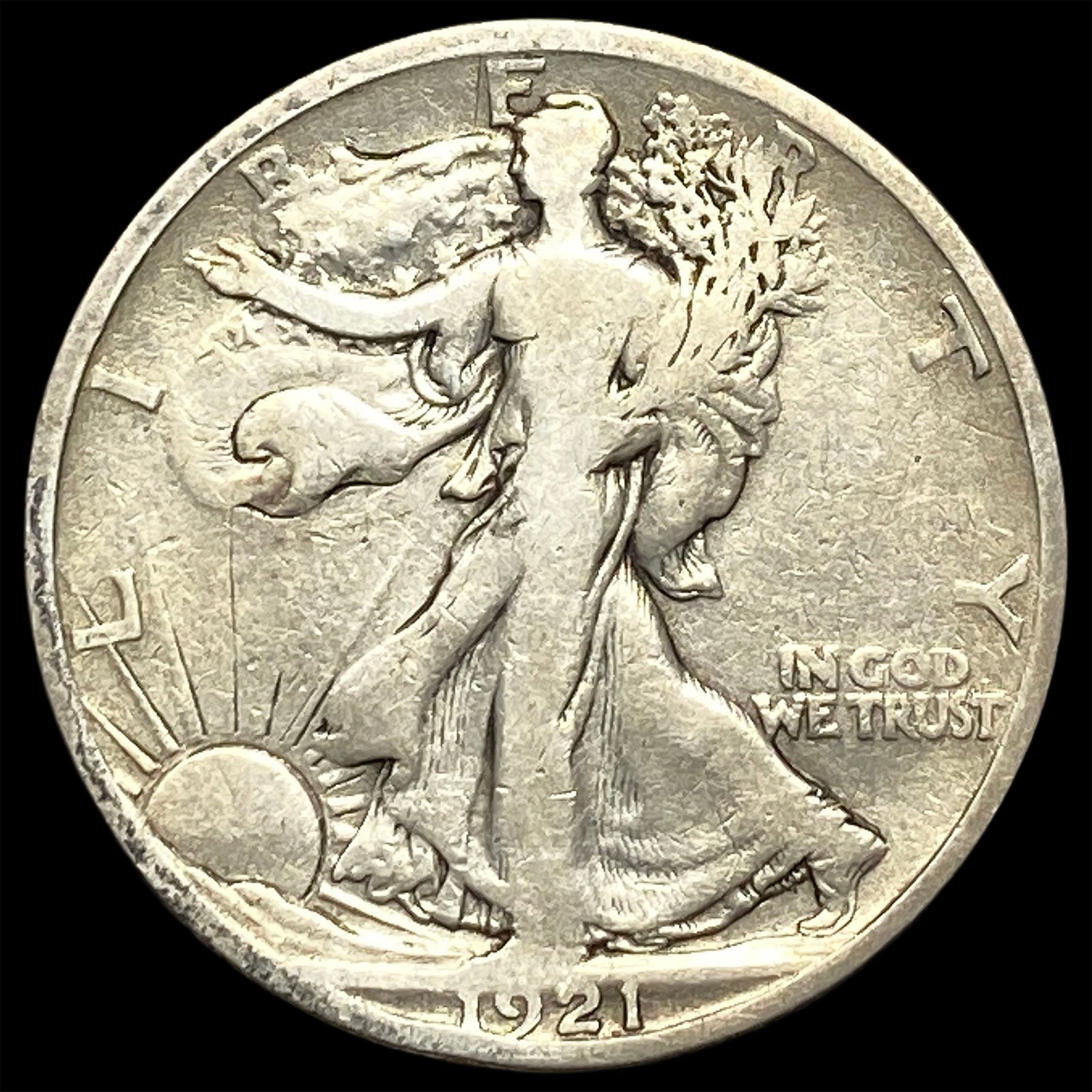 1921-S Silver Walking Liberty Half Dollar NICELY CIRCULATED: 1921-S Silver Walking Liberty Half Dollar NICELY CIRCULATED