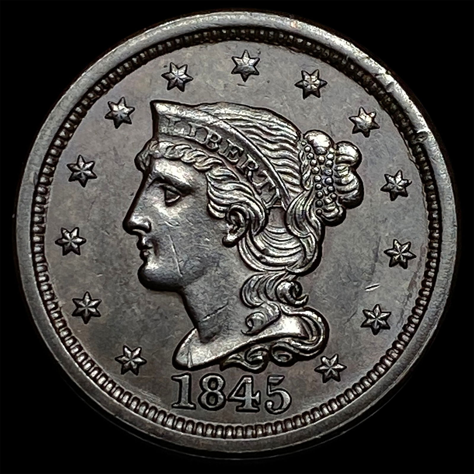 1845 Braided Hair Large Cent UNCIRCULATED: 1845 Braided Hair Large Cent UNCIRCULATED