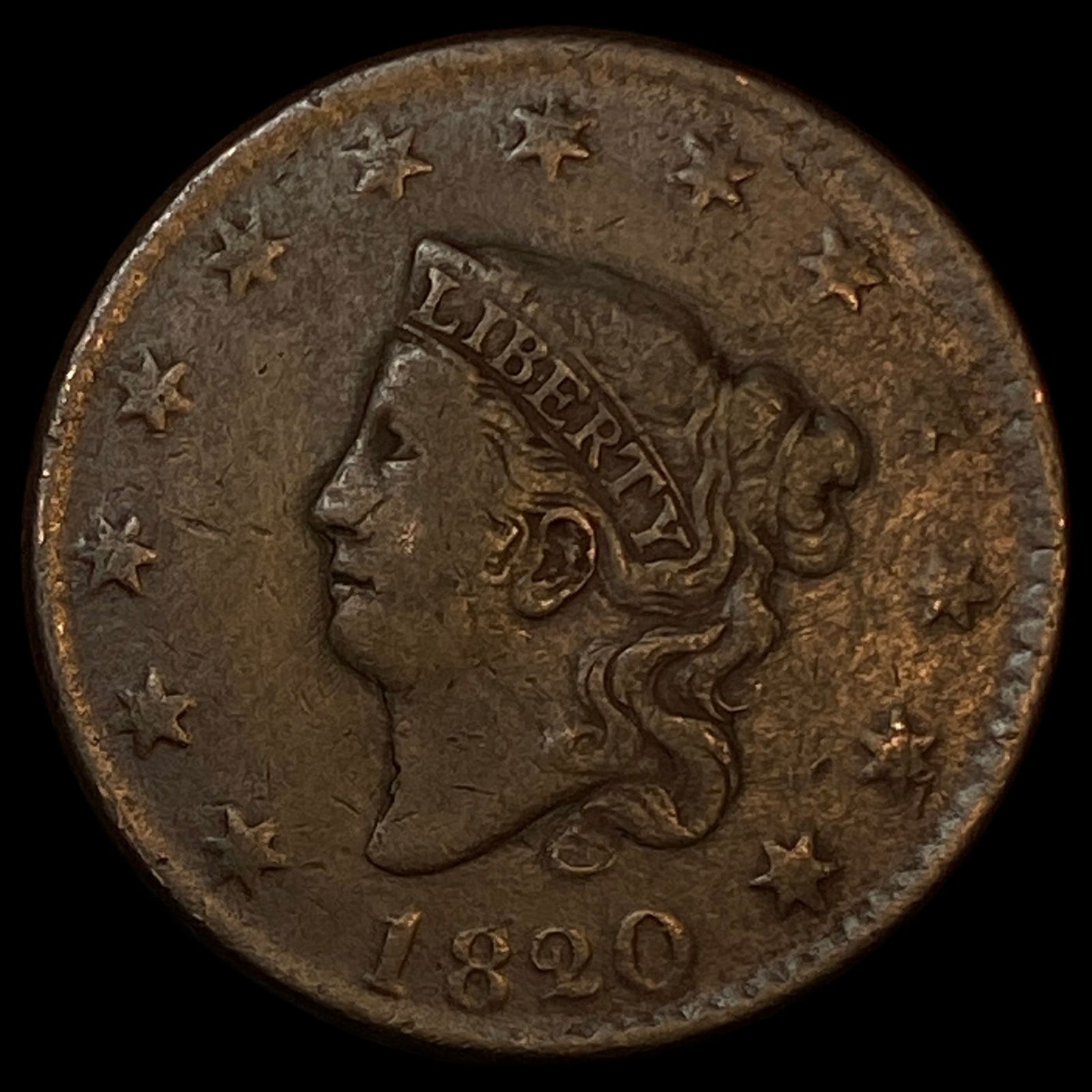 1820 Coronet Head Large Cent LIGHTLY CIRCULATED: 1820 Coronet Head Large Cent LIGHTLY CIRCULATED