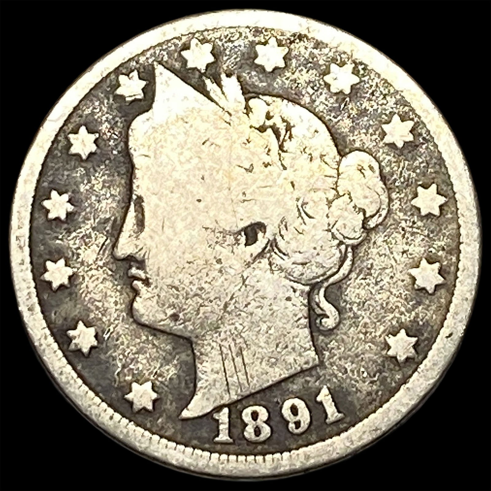 1891 Liberty Head Nickel NICELY CIRCULATED: 1891 Liberty Head Nickel NICELY CIRCULATED