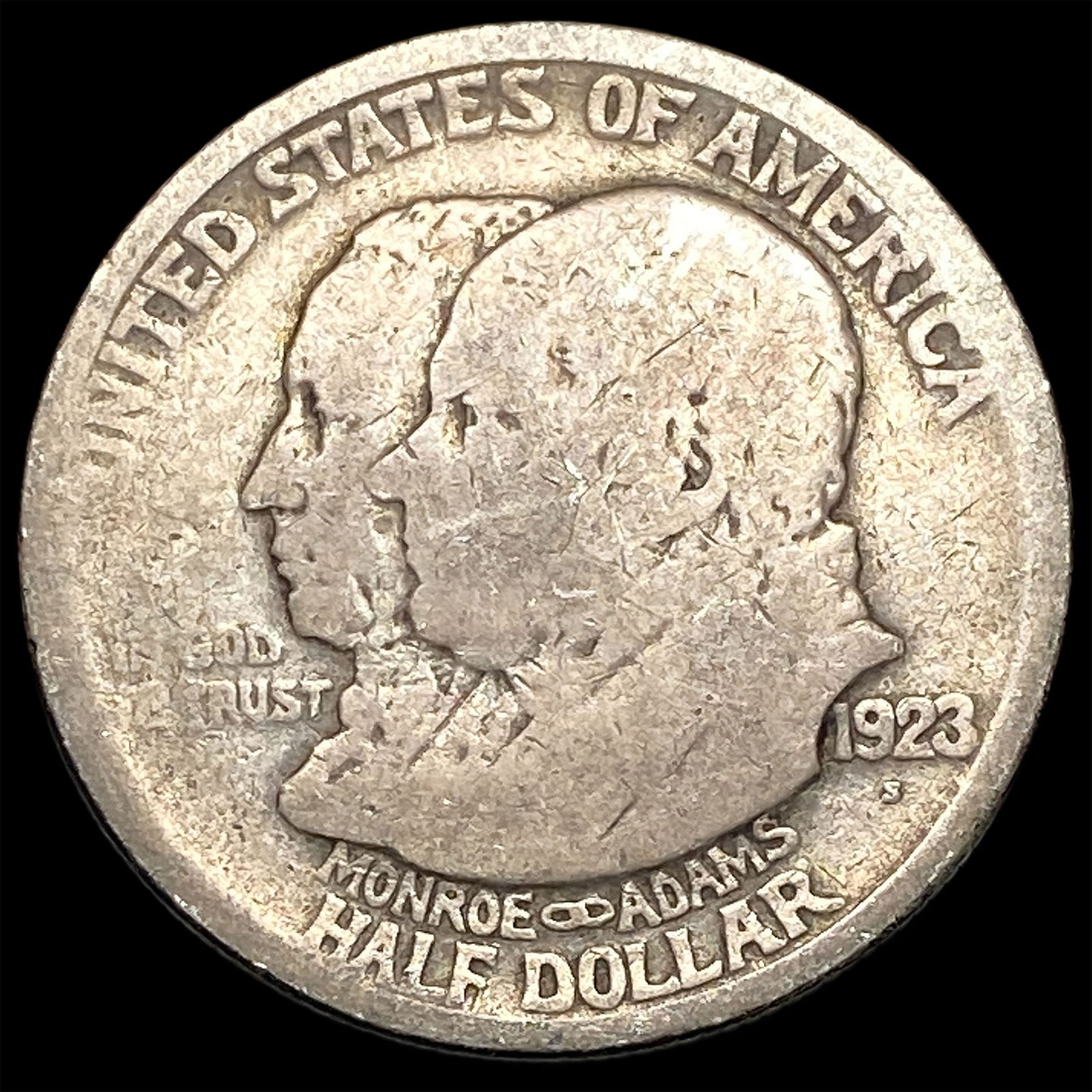 1923-S Silver Monroe Doctrin Half Dollar CLOSELY UNCIRCULATED: 1923-S Silver Monroe Doctrin Half Dollar CLOSELY UNCIRCULATED