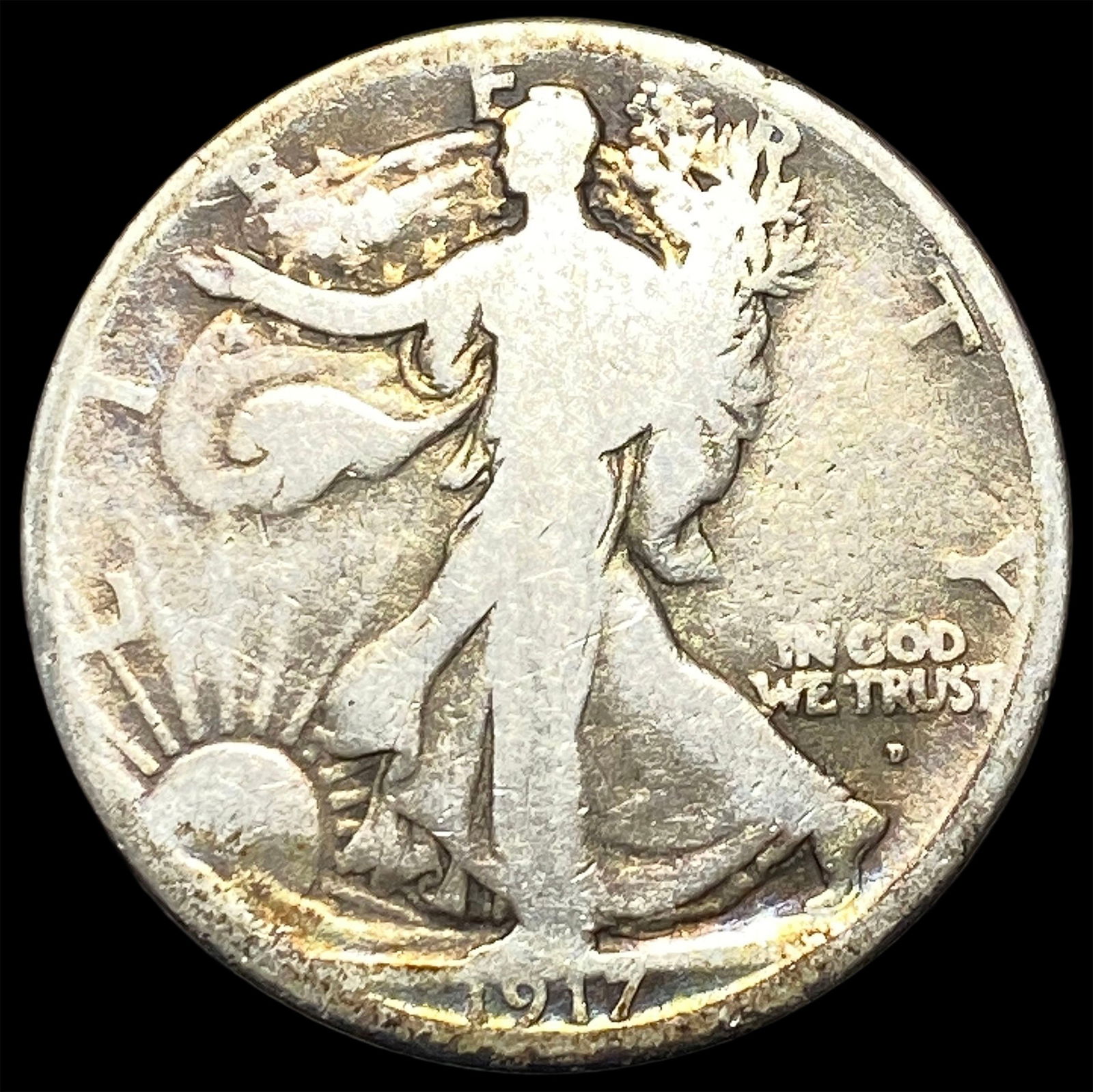 1917-D Silver Walking Liberty Half Dollar NICELY CIRCULATED: 1917-D Silver Walking Liberty Half Dollar NICELY CIRCULATED