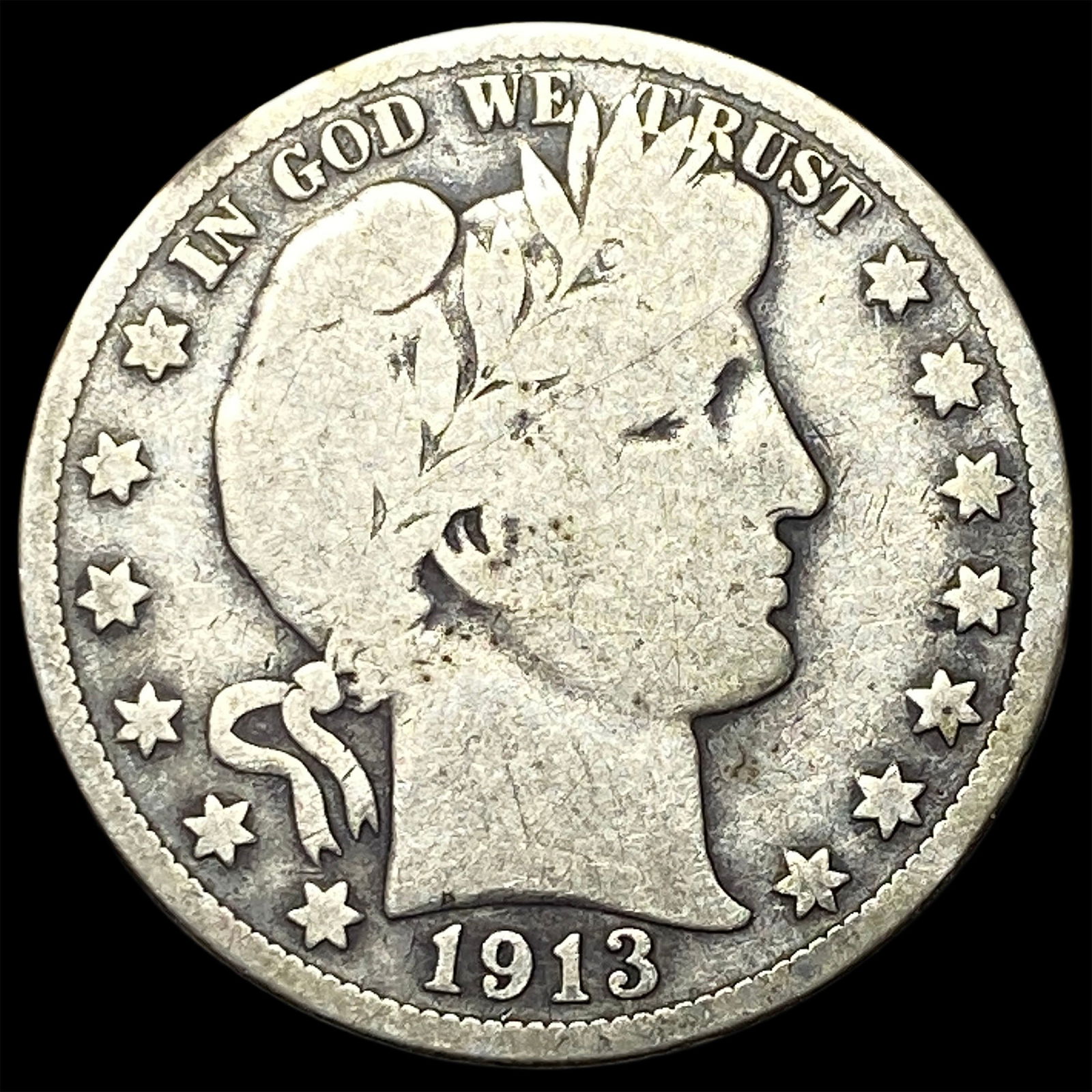 1913 Barber Half Dollar NICELY CIRCULATED: 1913 Barber Half Dollar NICELY CIRCULATED