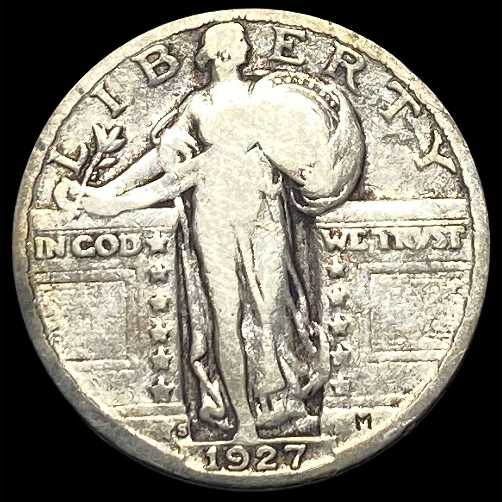 1927-S Silver Standing Liberty Quarter LIGHTLY CIRCULATED: 1927-S Silver Standing Liberty Quarter LIGHTLY CIRCULATED