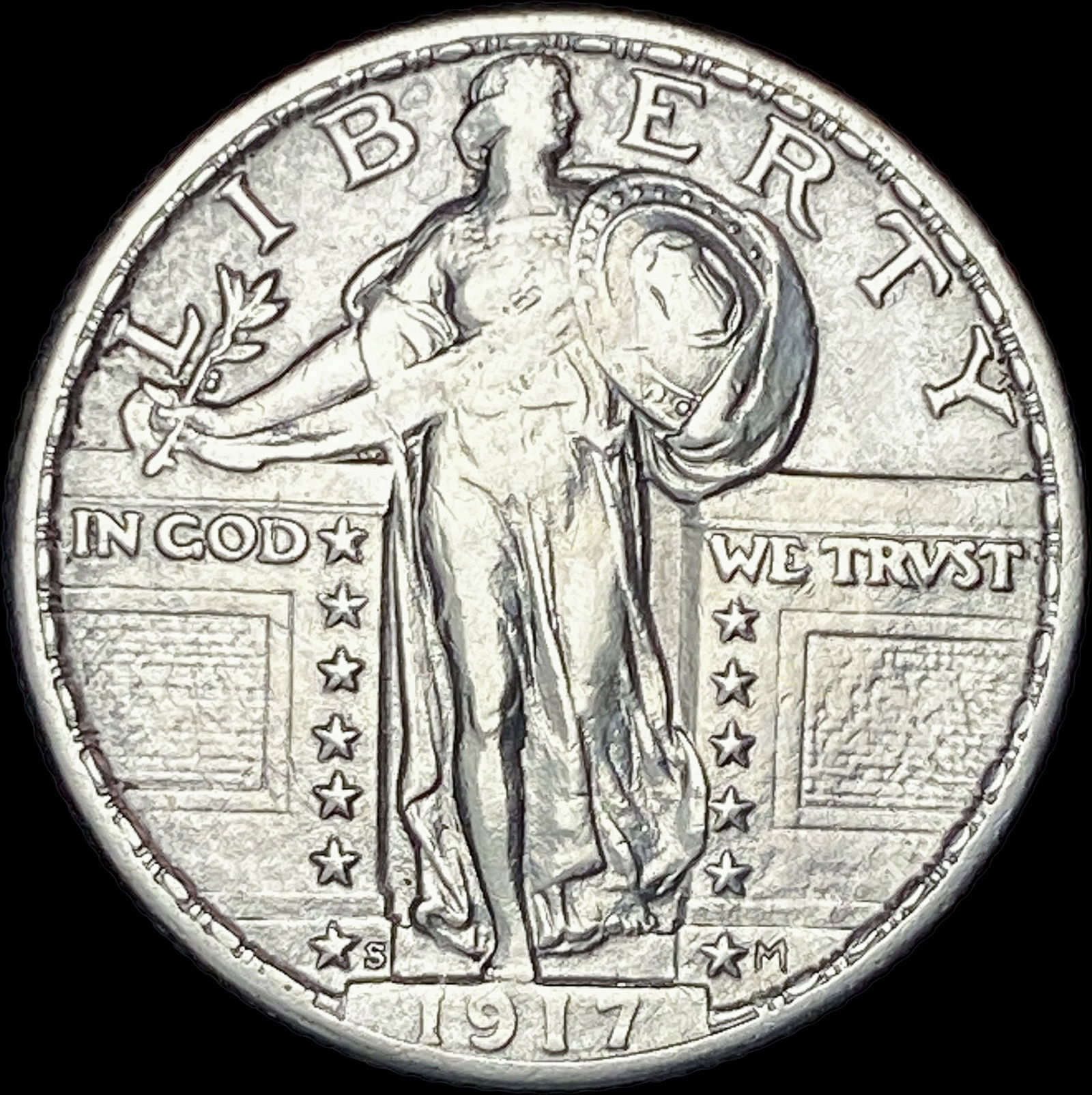 1917-S Type 2 Standing Liberty Quarter CLOSELY UNCIRCULATED: 1917-S Type 2 Standing Liberty Quarter CLOSELY UNCIRCULATED