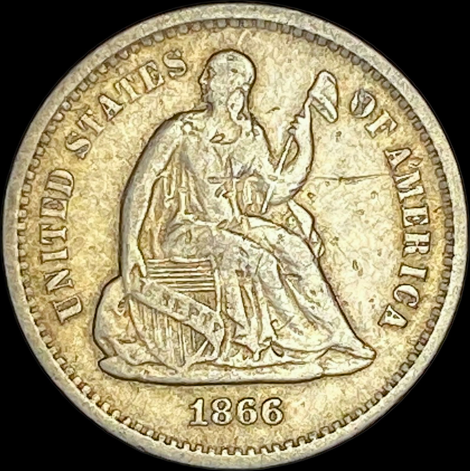 1866-S Seated Liberty Half Dime NEARLY UNCIRCULATED (1 of 2)