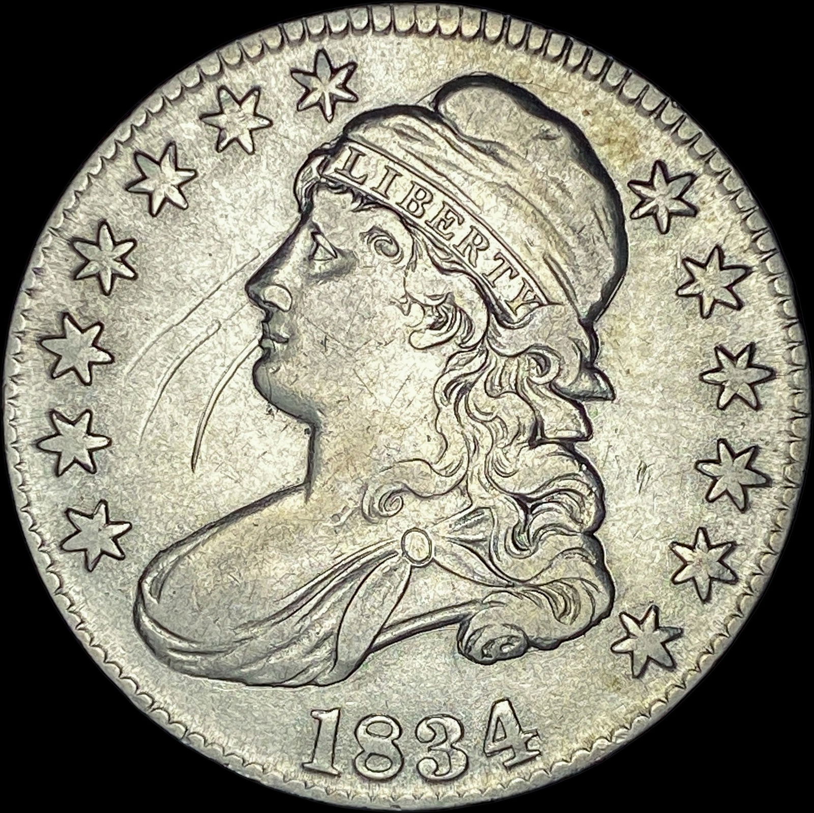 1834 Capped Bust Half Dollar ABOUT UNCIRCULATED: 1834 Capped Bust Half Dollar ABOUT UNCIRCULATED