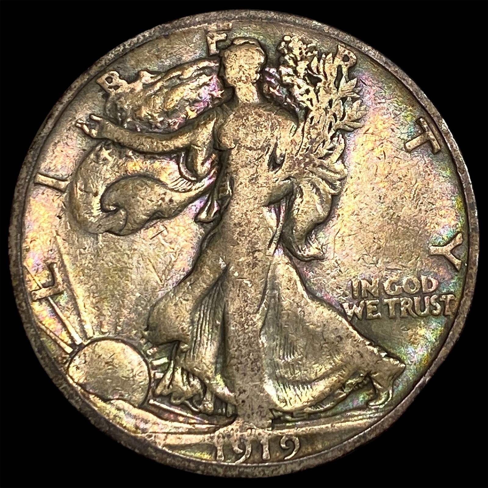 1919-S Silver Walking Liberty Half Dollar LIGHTLY CIRCULATED (1 of 2)