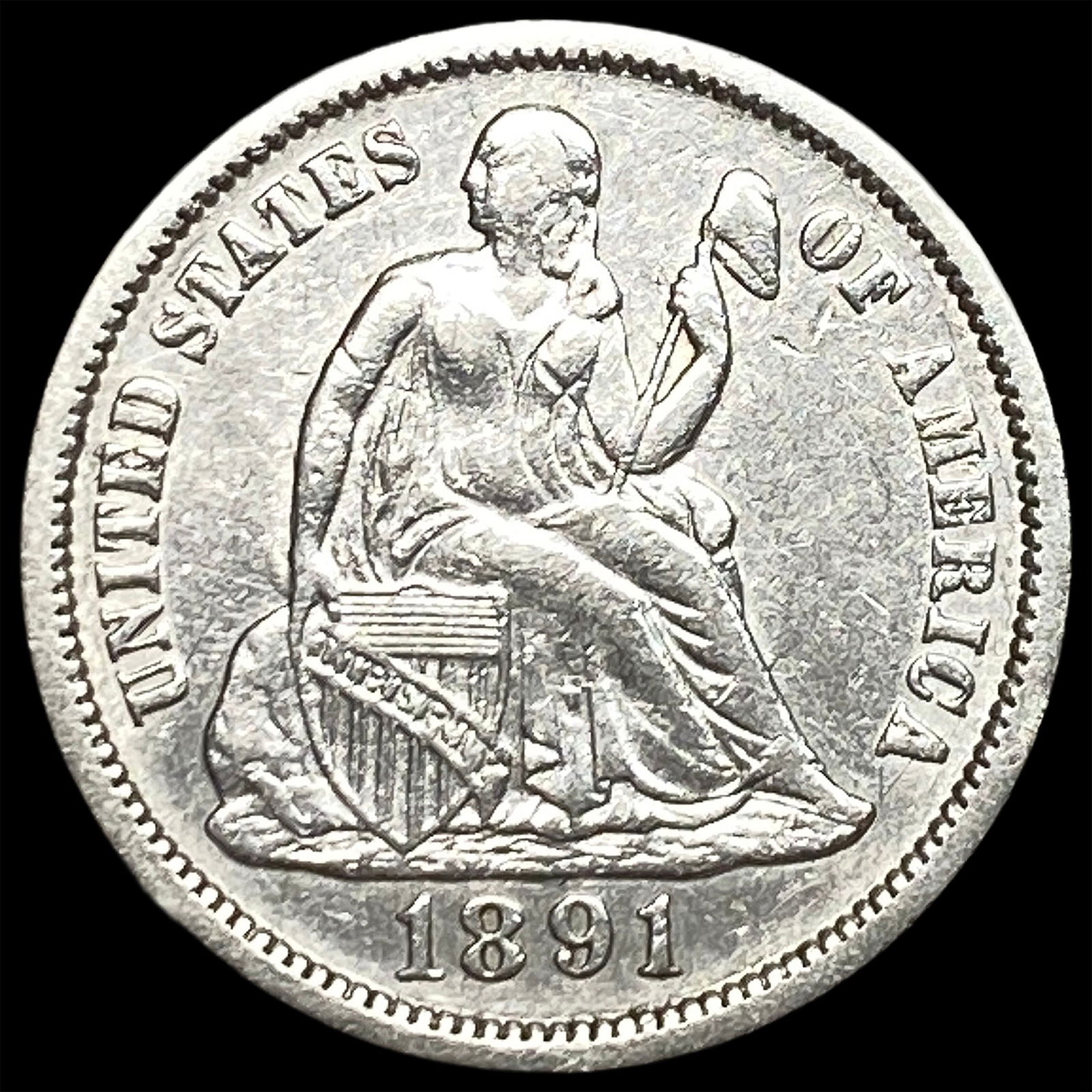 1891 Silver Dime NEARLY UNCIRCULATED (1 of 2)