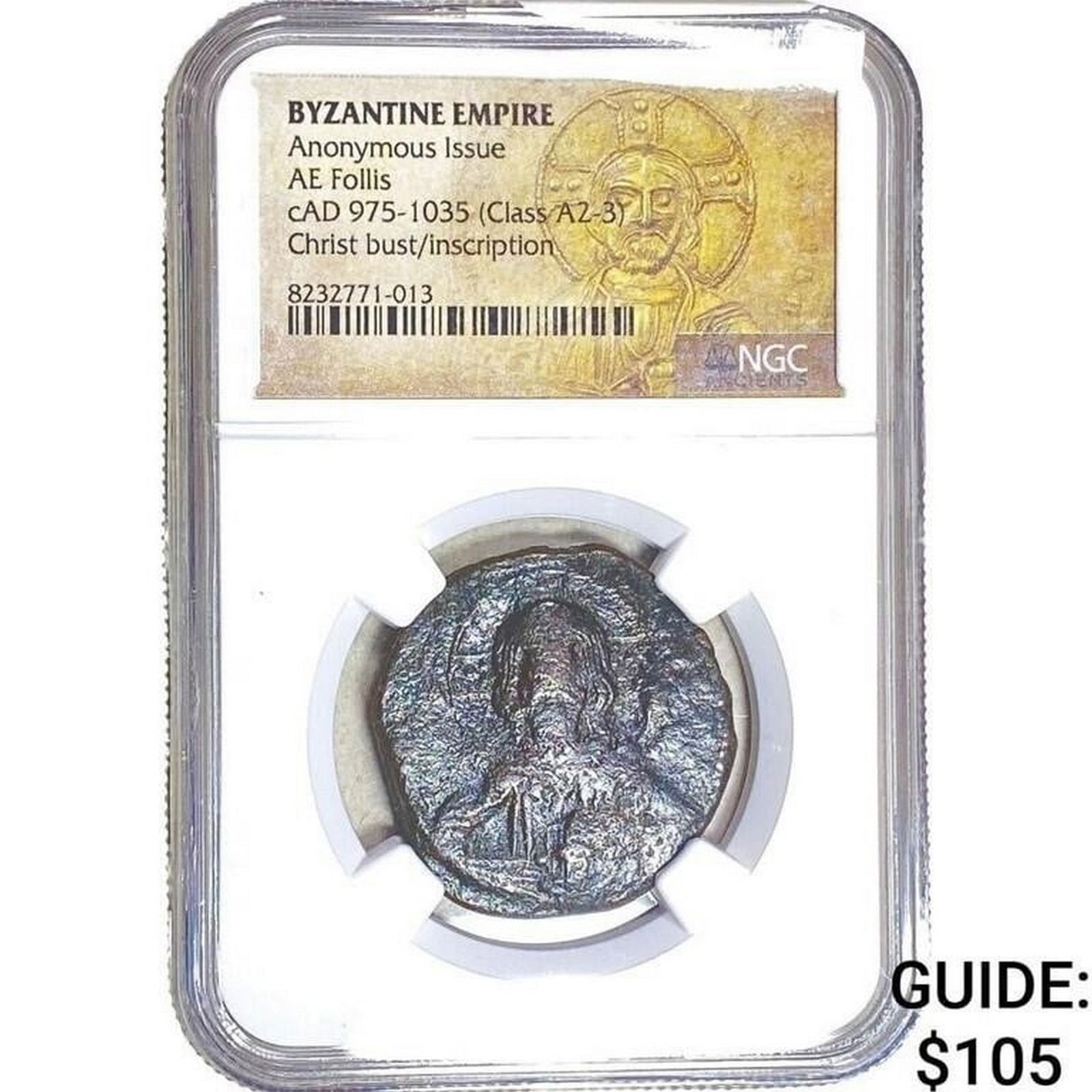 Byzantine cAD 975-1035 Bronze Follis NGC: Byzantine cAD 975-1035 Bronze Follis NGC