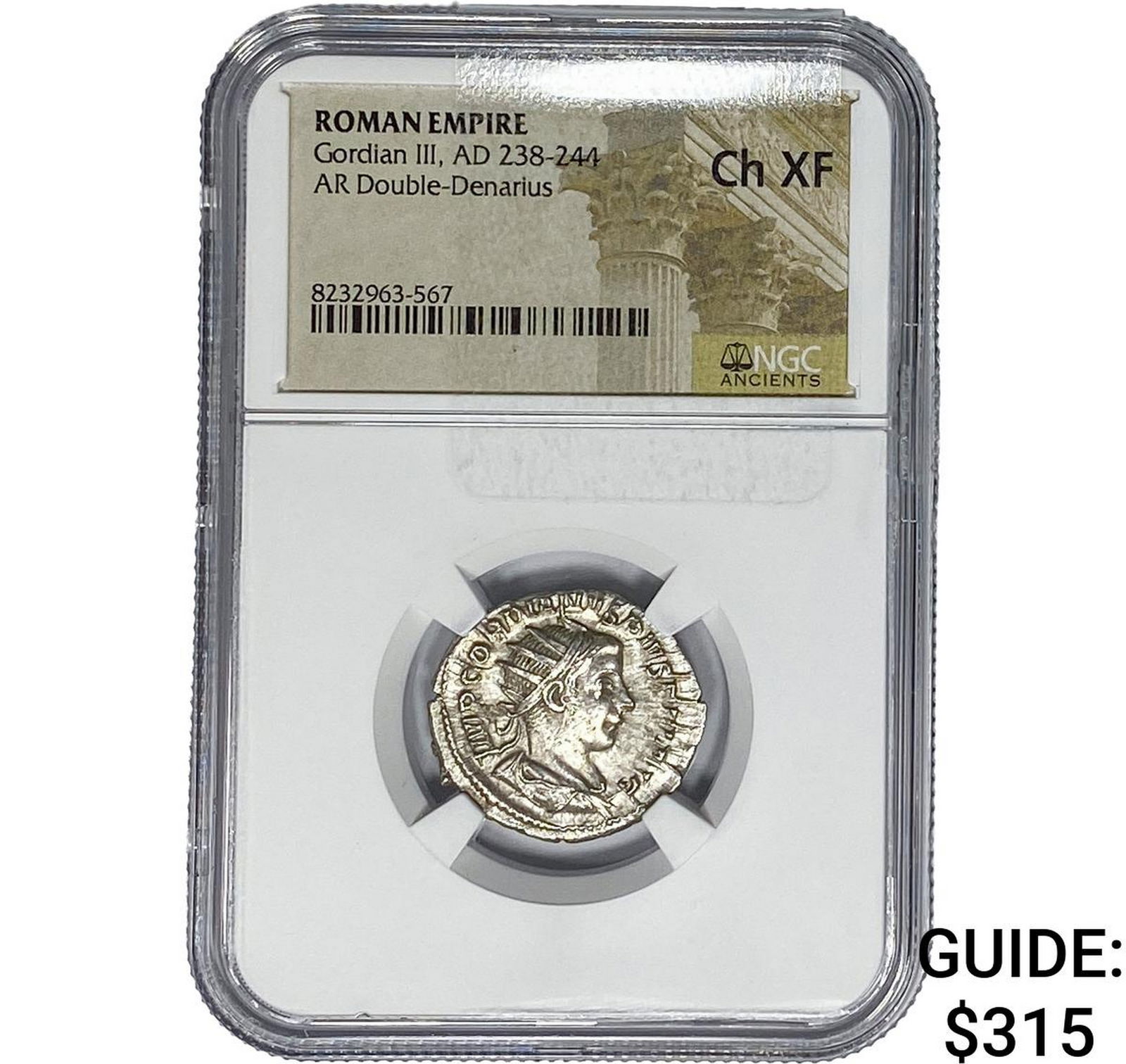 Roman Gordian III, AD 238-244 Silver Denarius NGC: Roman Gordian III, AD 238-244 Silver Denarius NGC