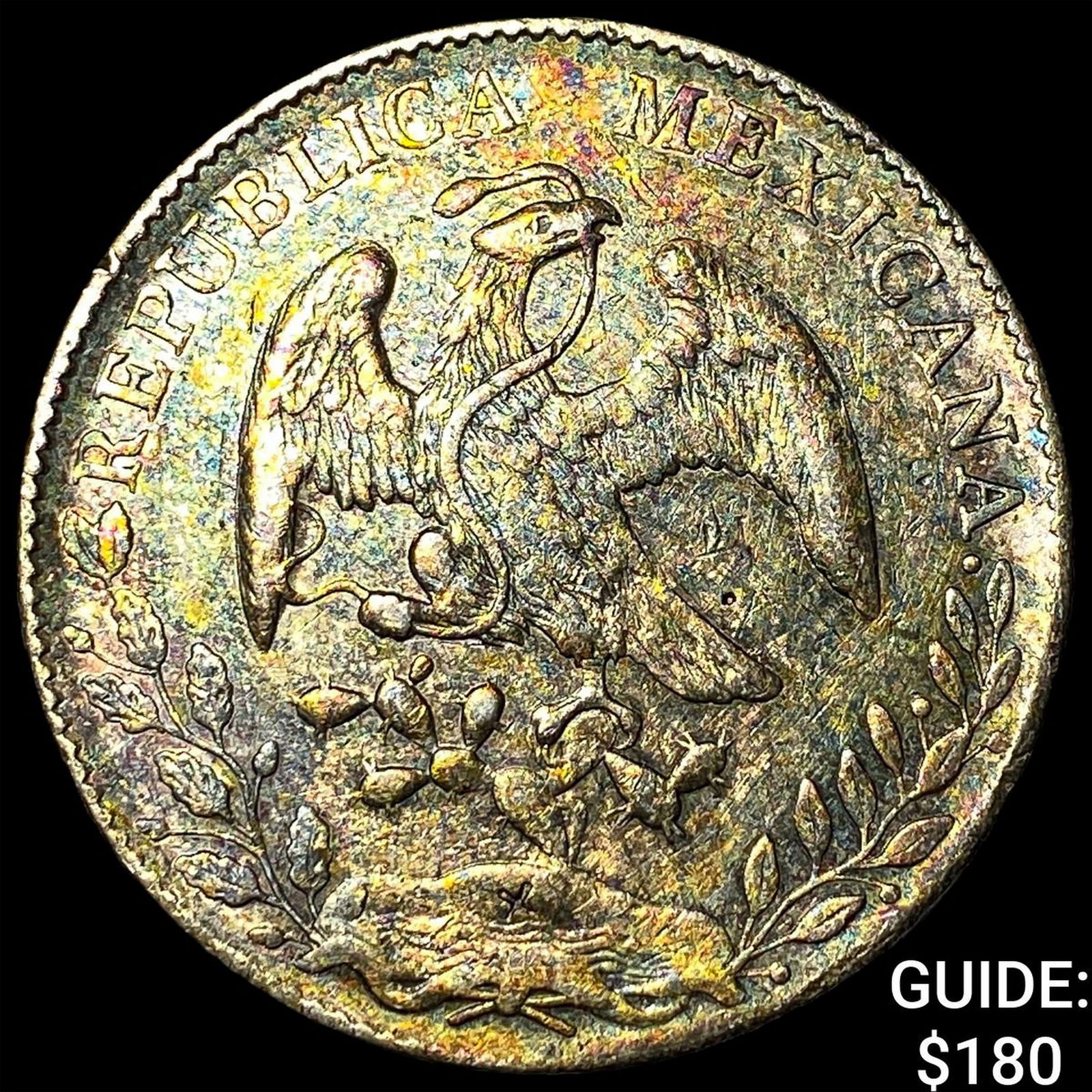 1897 Mexico Silver 8 Reales Punchmarked NEARLY UNCIRCULATED: 1897 Mexico Silver 8 Reales Punchmarked NEARLY UNCIRCULATED