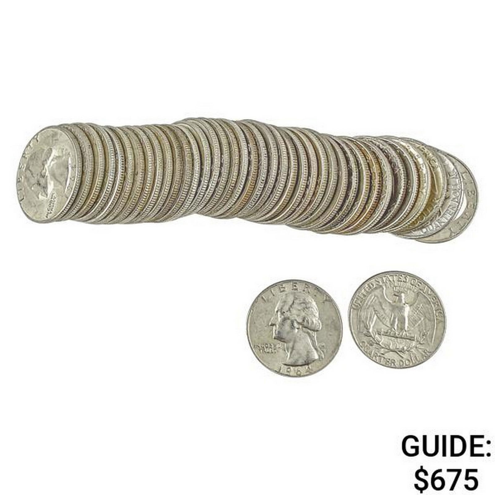 1964D Gem BU Roll of Washington Quarters [40 Coins]: 1964D Gem BU Roll of Washington Quarters [40 Coins]