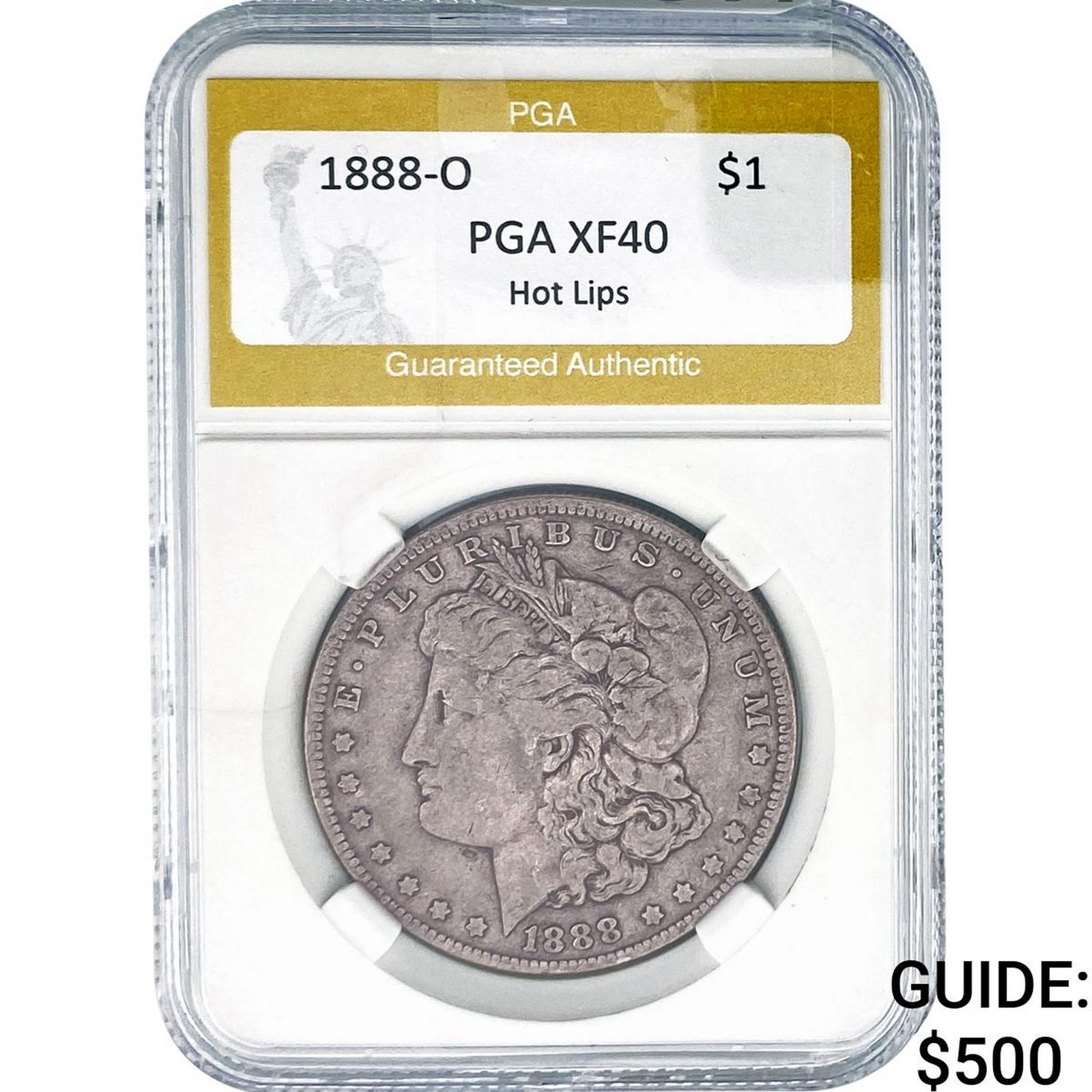 1888-O Morgan Silver Dollar PGA XF40 Hot Lips: 1888-O Morgan Silver Dollar PGA XF40 Hot Lips