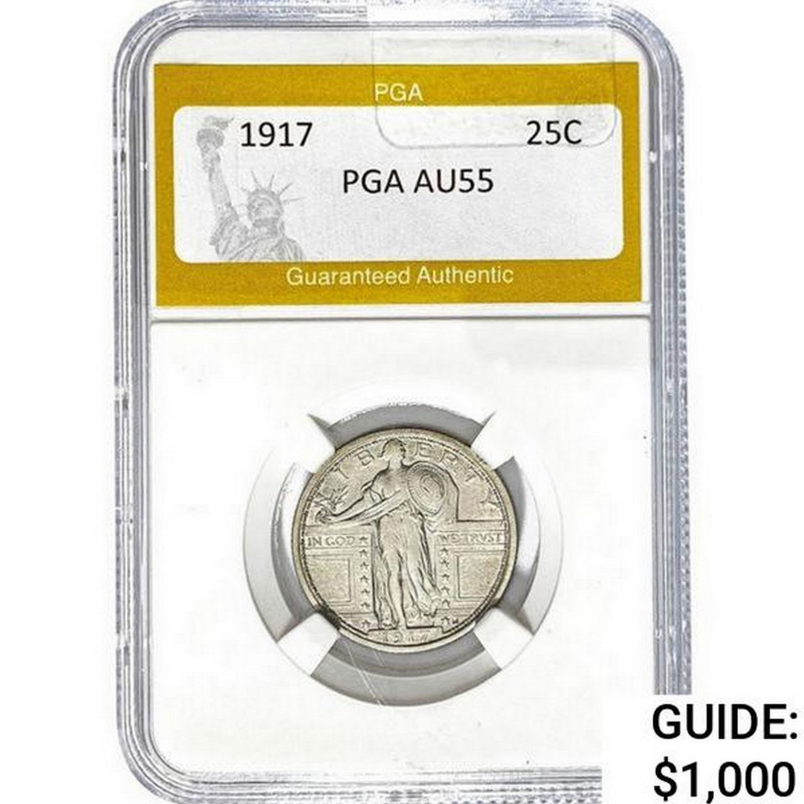 1917 Standing Liberty Quarter PGA AU55: 1917 Standing Liberty Quarter PGA AU55