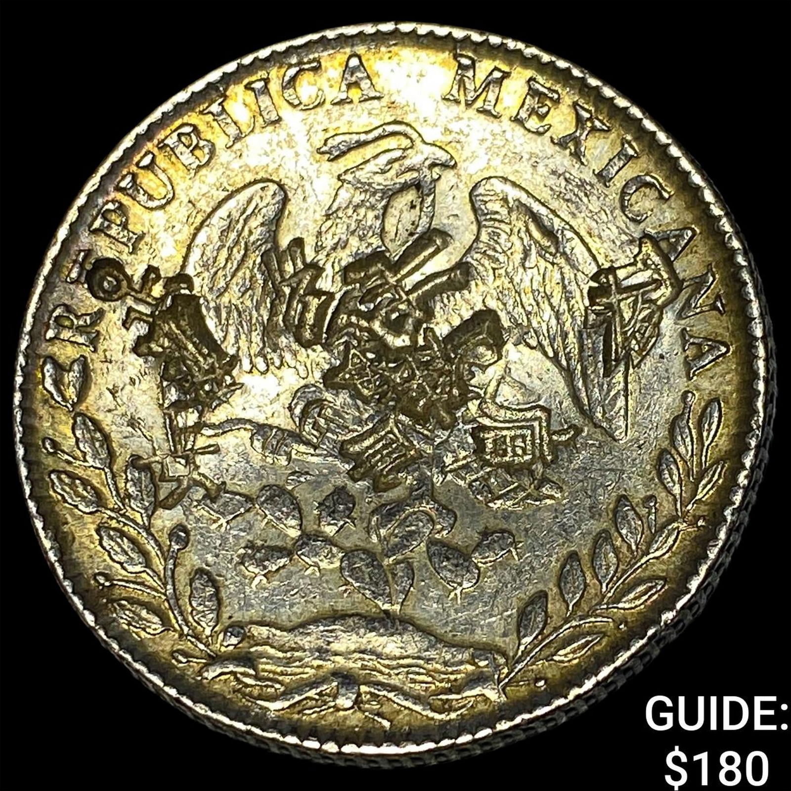 1886 Mexico Silver 8 Reales Punchmarked NEARLY UNCIRCULATED: 1886 Mexico Silver 8 Reales Punchmarked NEARLY UNCIRCULATED