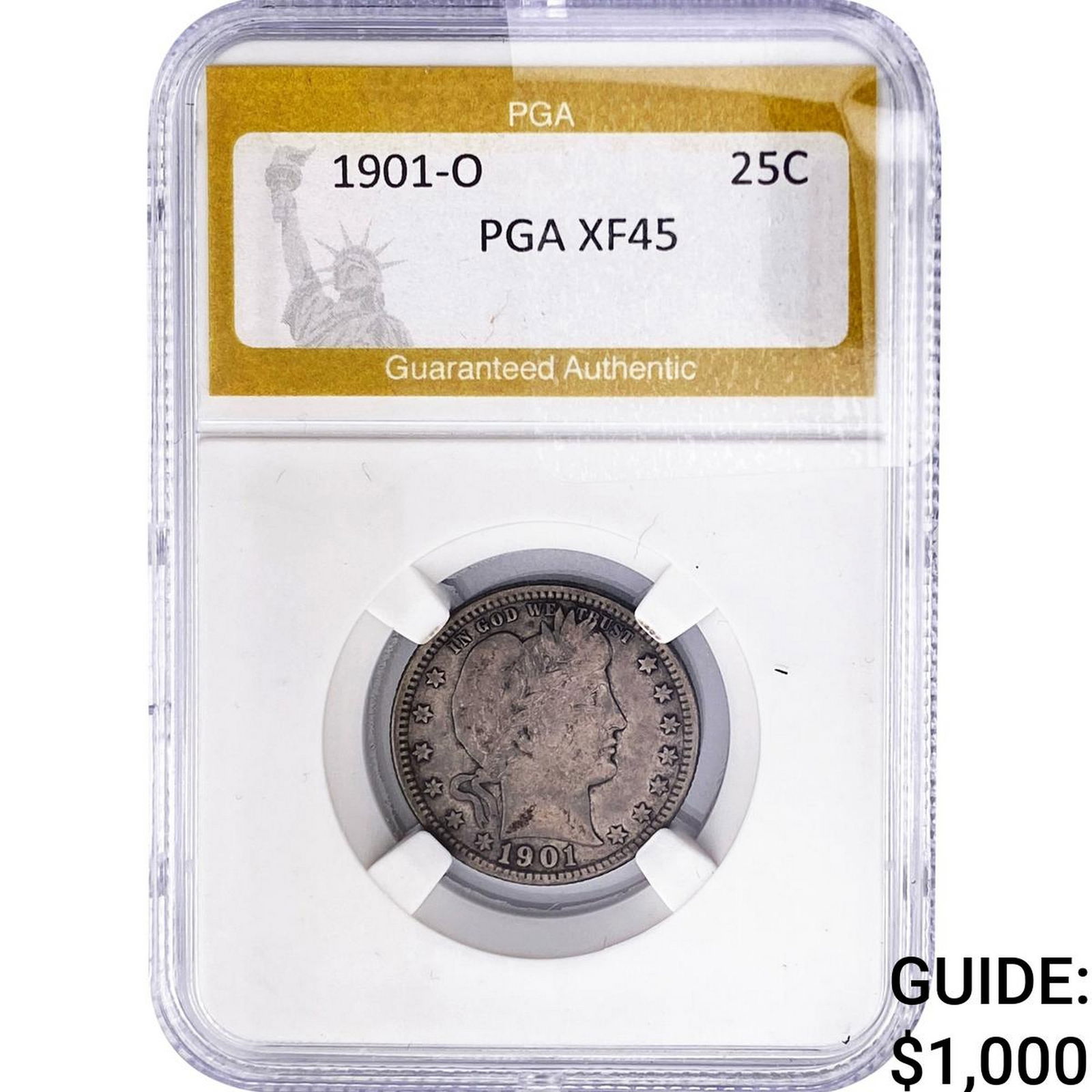 1901-O Barber Quarter PGA XF45: 1901-O Barber Quarter PGA XF45