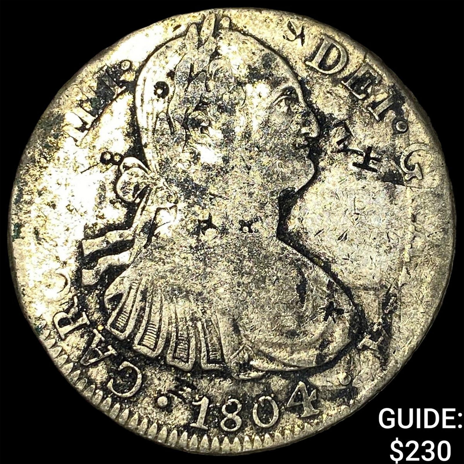 1804 Colonial Spain Silver 8 Reales Punchmarked NEARLY UNCIRCULATED: 1804 Colonial Spain Silver 8 Reales Punchmarked NEARLY UNCIRCULATED