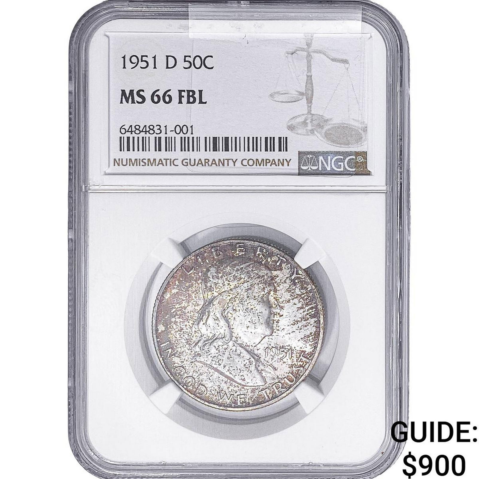 1951-D Franklin Half Dollar NGC MS66 FBL (1 of 2)