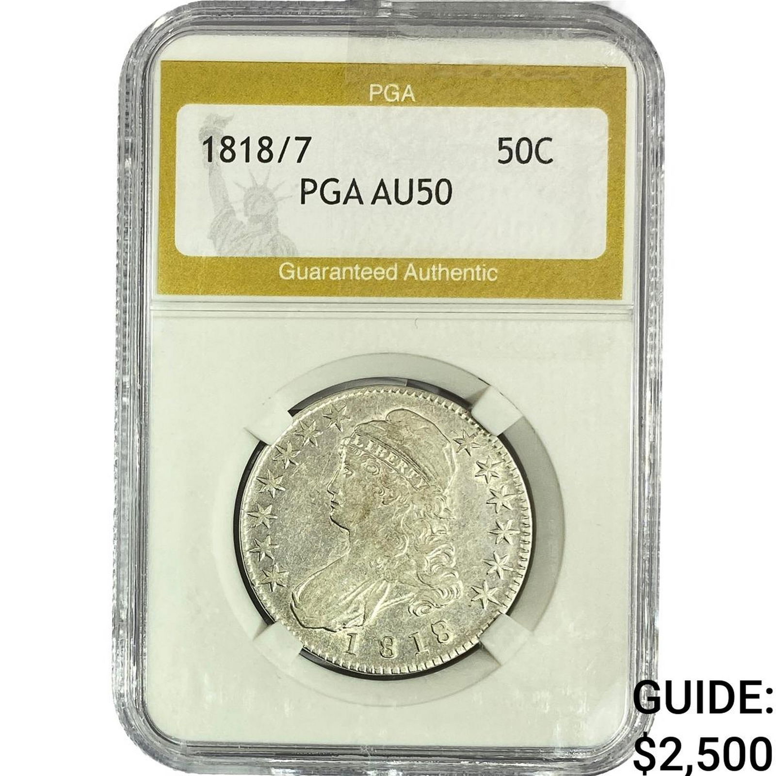1818/7 Capped Bust Half Dollar PGA AU50 (1 of 2)