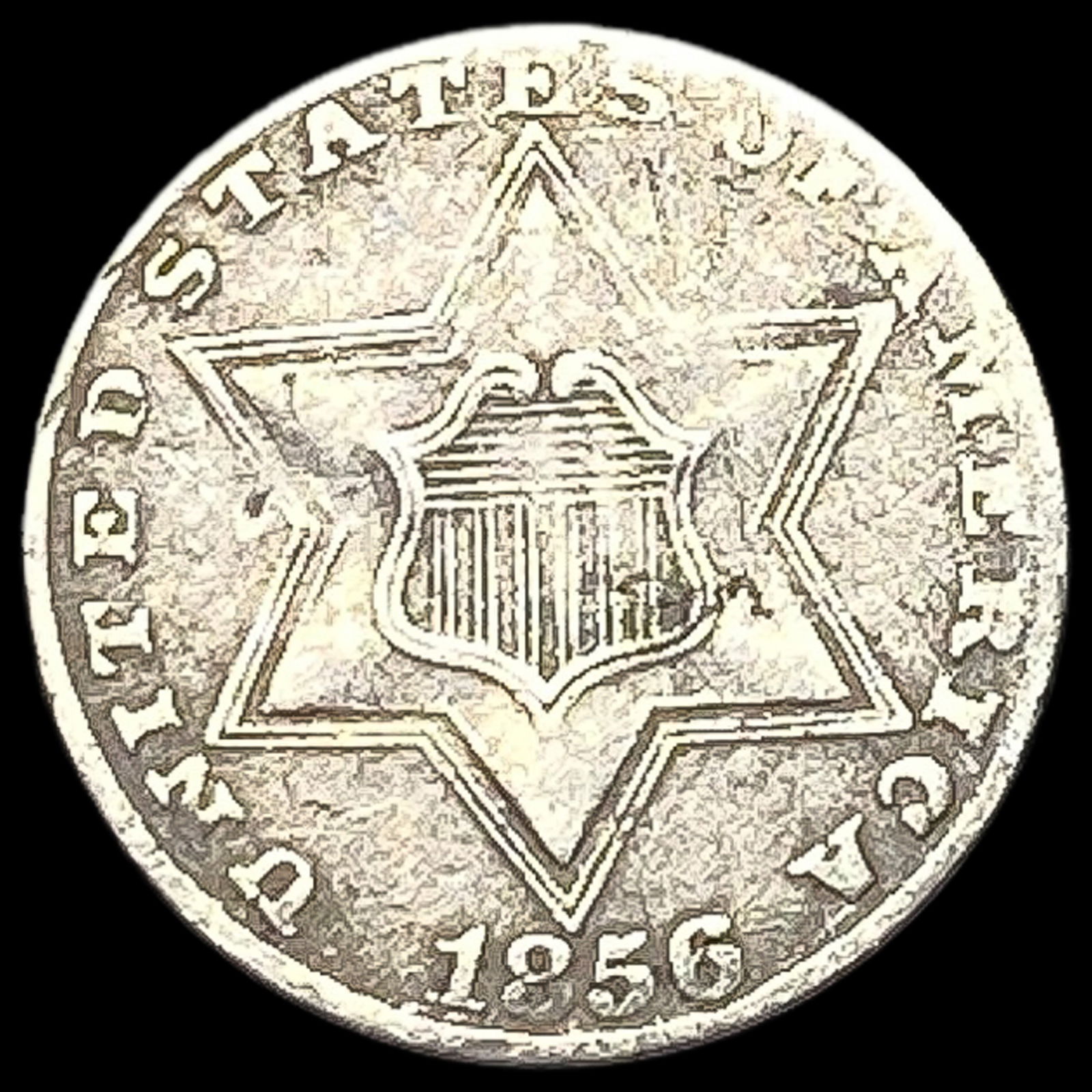 1856 Silver Three-Cent Piece NICELY CIRCULATED (1 of 2)