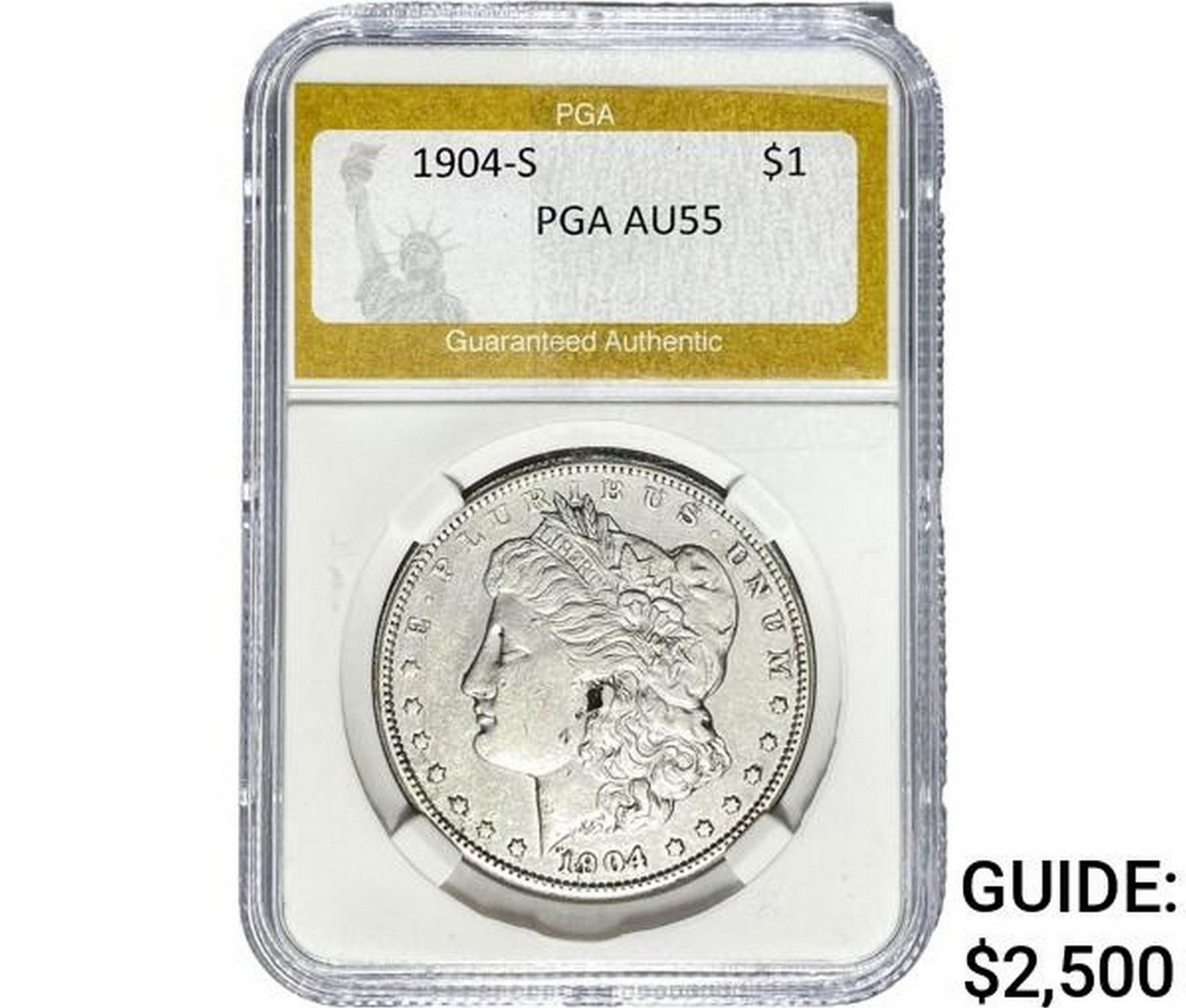 1904-S Morgan Silver Dollar PGA AU55: 1904-S Morgan Silver Dollar PGA AU55