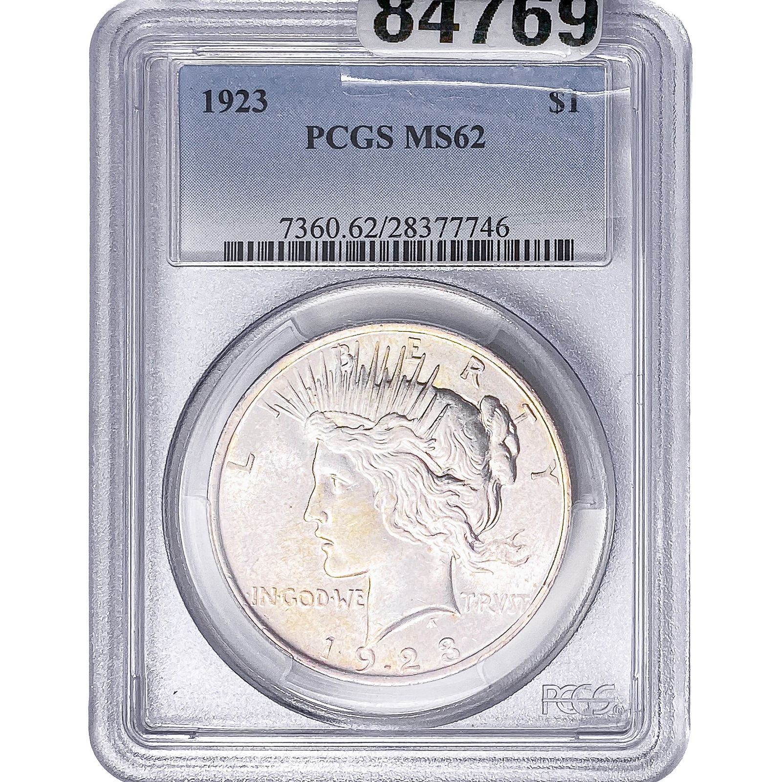 1923 Silver Peace Dollar PCGS MS62: 1923 Silver Peace Dollar PCGS MS62