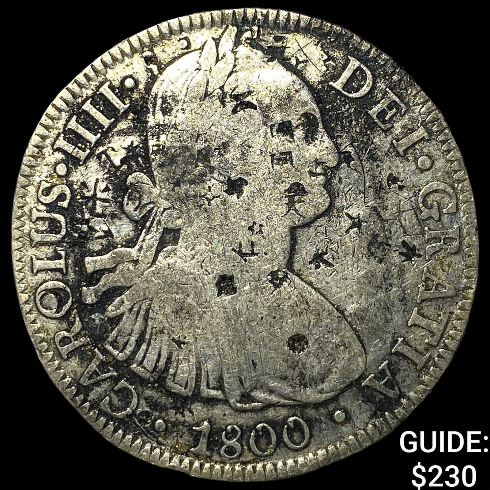 1800 Colonial Spain Silver 8 Reales Punchmarked NEARLY UNCIRCULATED (1 of 2)