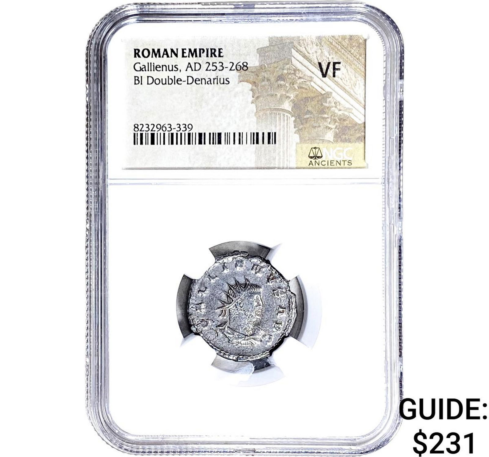 Roman Gallienus, AD 253-268 BI Dbl-Denarius NGC VF: Roman Gallienus, AD 253-268 BI Dbl-Denarius NGC VF