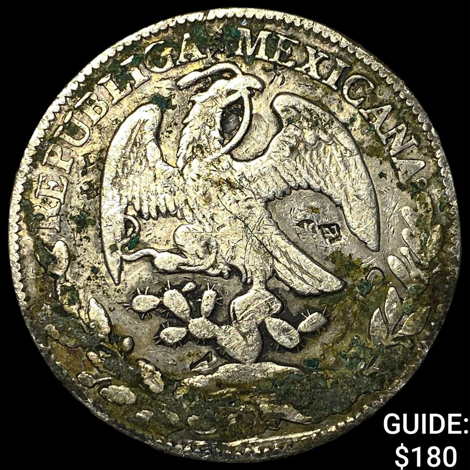 1874 Mexico Silver 8 Reales Punchmarked NEARLY UNCIRCULATED: 1874 Mexico Silver 8 Reales Punchmarked NEARLY UNCIRCULATED