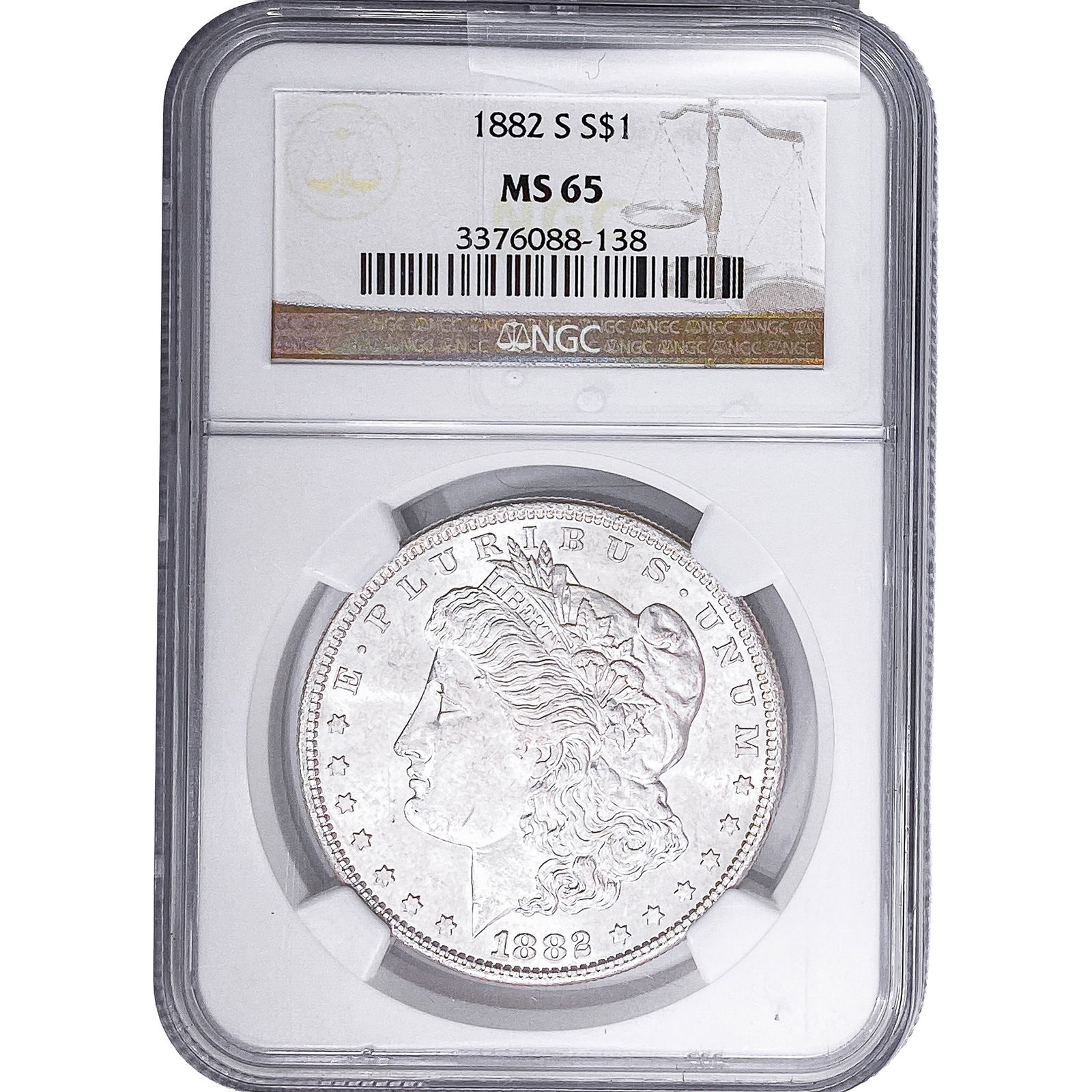1882-S Morgan Silver Dollar NGC MS65: 1882-S Morgan Silver Dollar NGC MS65