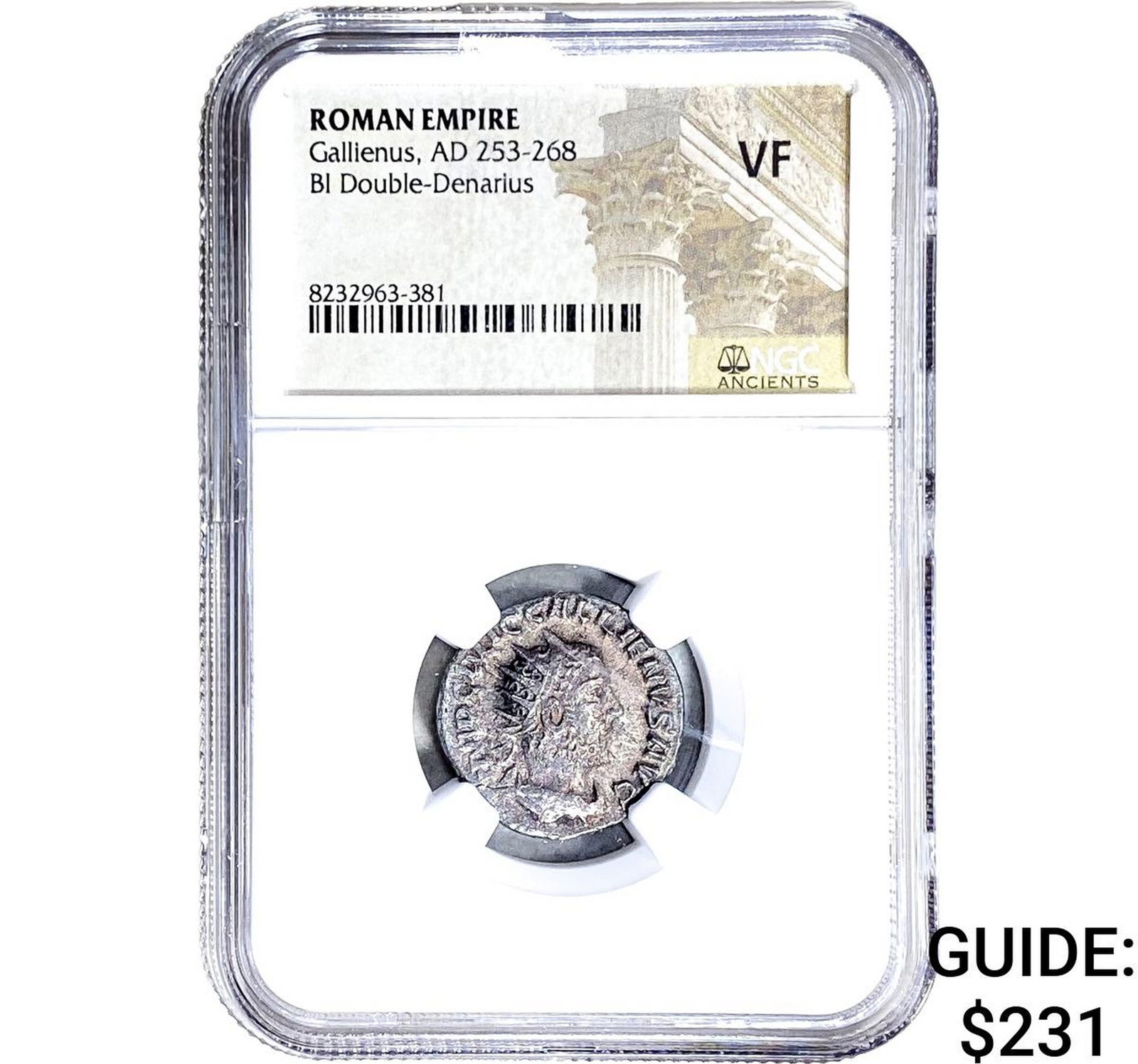 Roman Gallienus, AD 253-268 BI Dbl-Denarius NGC VF: Roman Gallienus, AD 253-268 BI Dbl-Denarius NGC VF