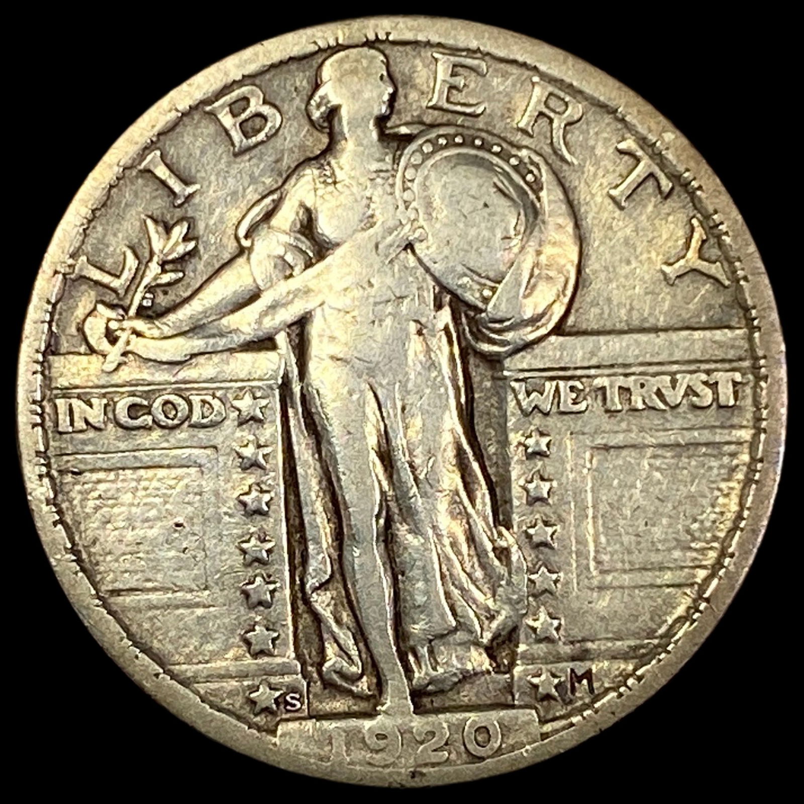 1920-S Silver Standing Liberty Quarter NEARLY UNCIRCULATED: 1920-S Silver Standing Liberty Quarter NEARLY UNCIRCULATED