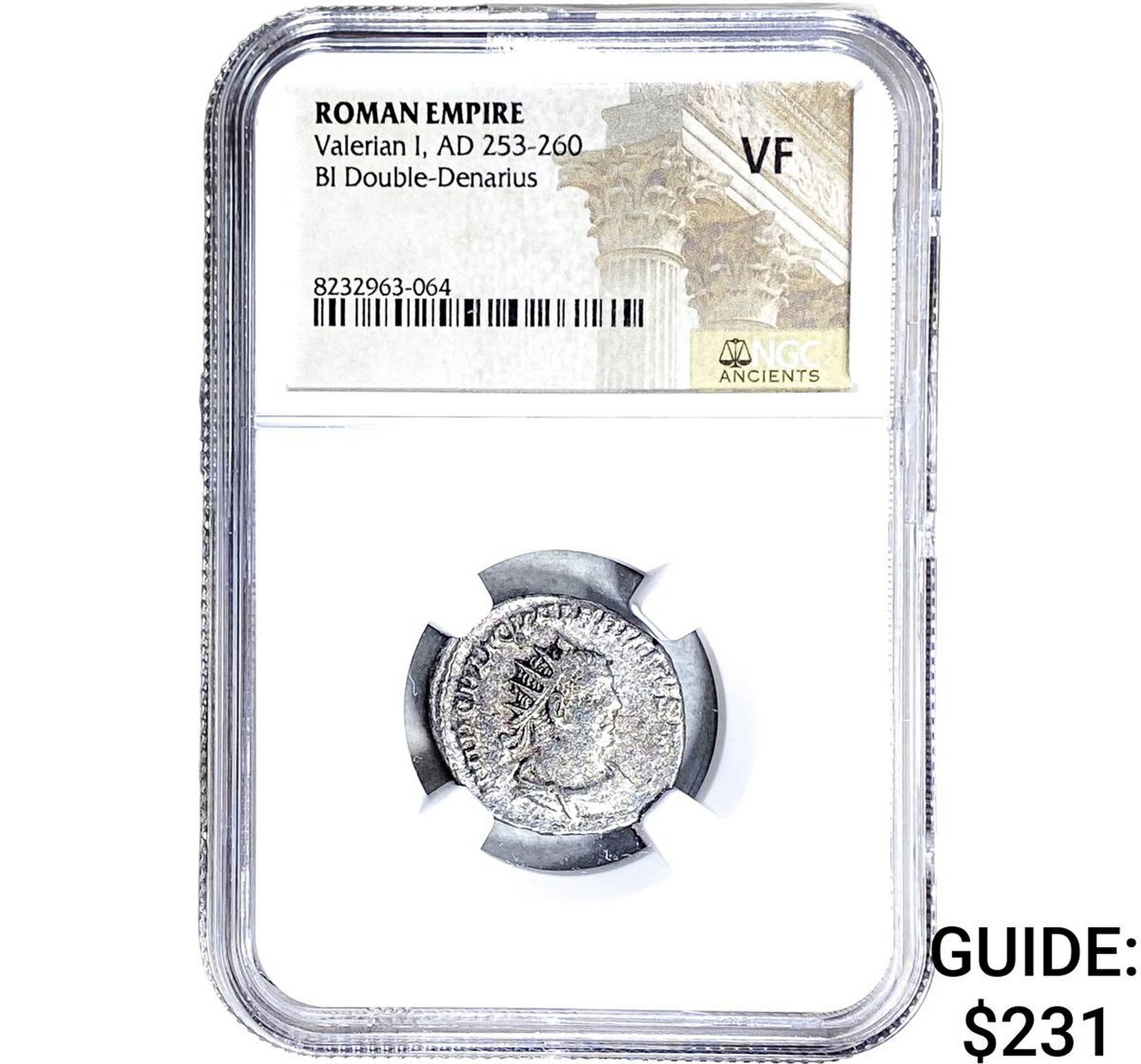 Roman Valerian I, AD 253-260 BI Dbl-Denarius NGC VF: Roman Valerian I, AD 253-260 BI Dbl-Denarius NGC VF