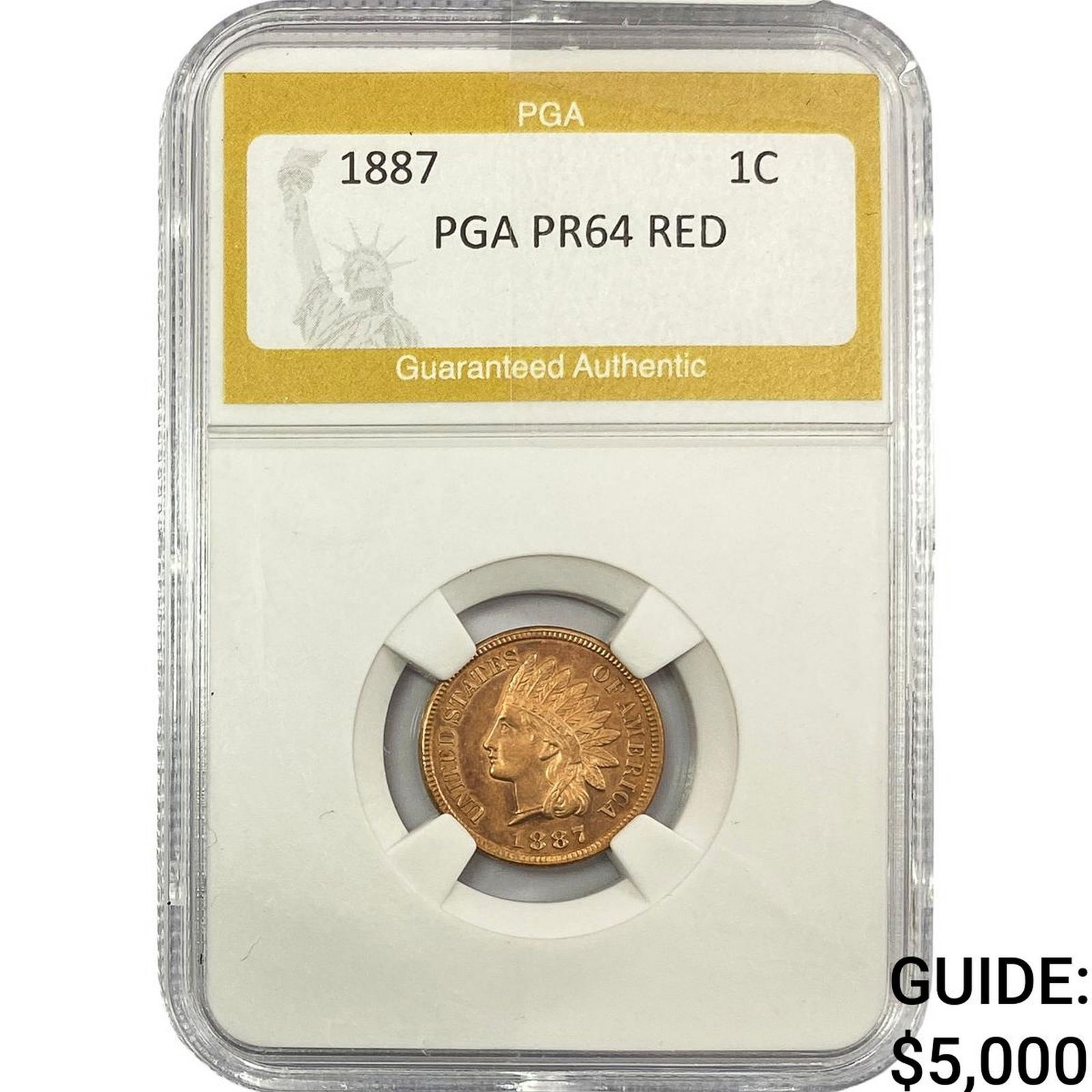 1887 Indian Head Cent PGA PR64 Red: 1887 Indian Head Cent PGA PR64 Red
