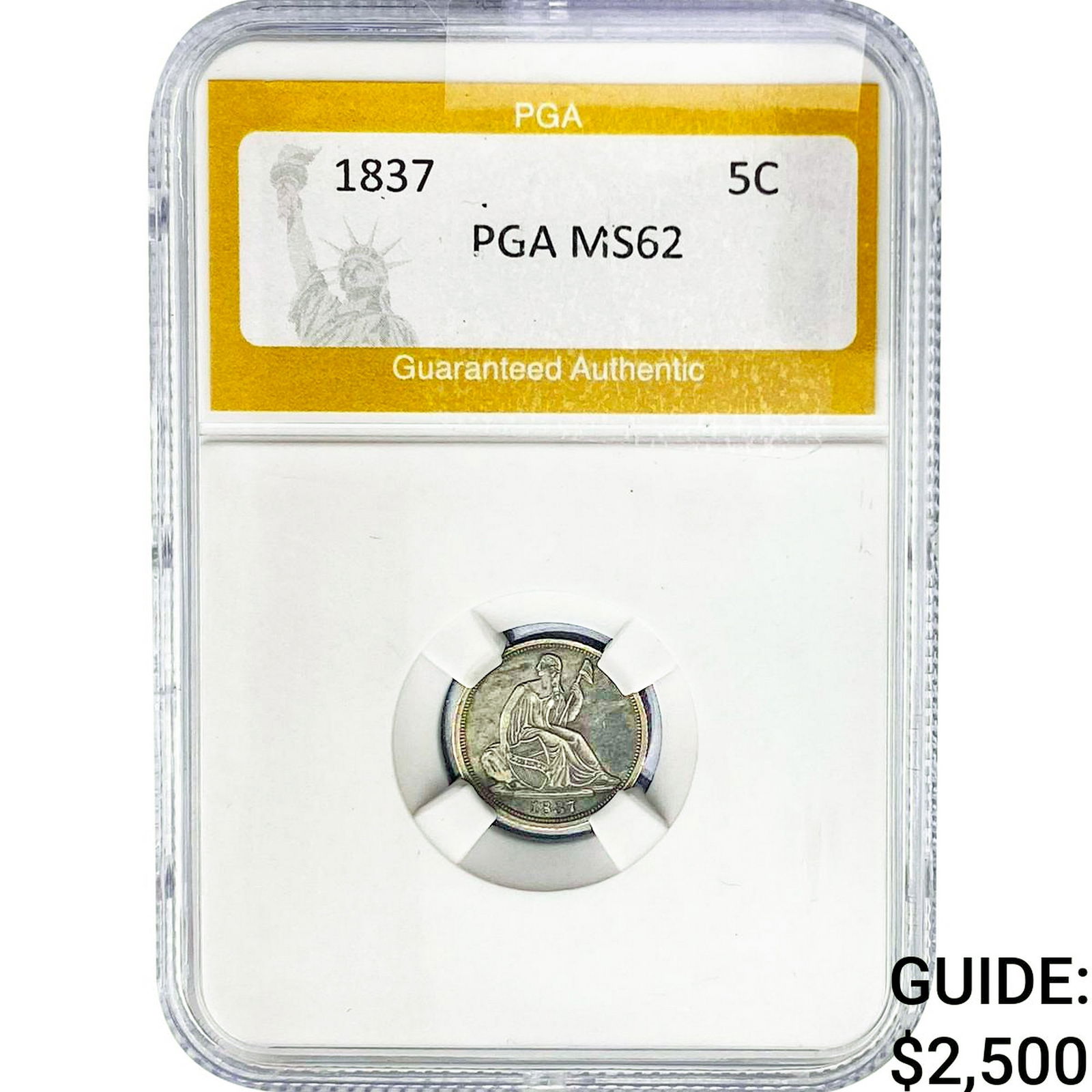 1837 Seated Liberty Half Dime PGA MS62 (1 of 2)