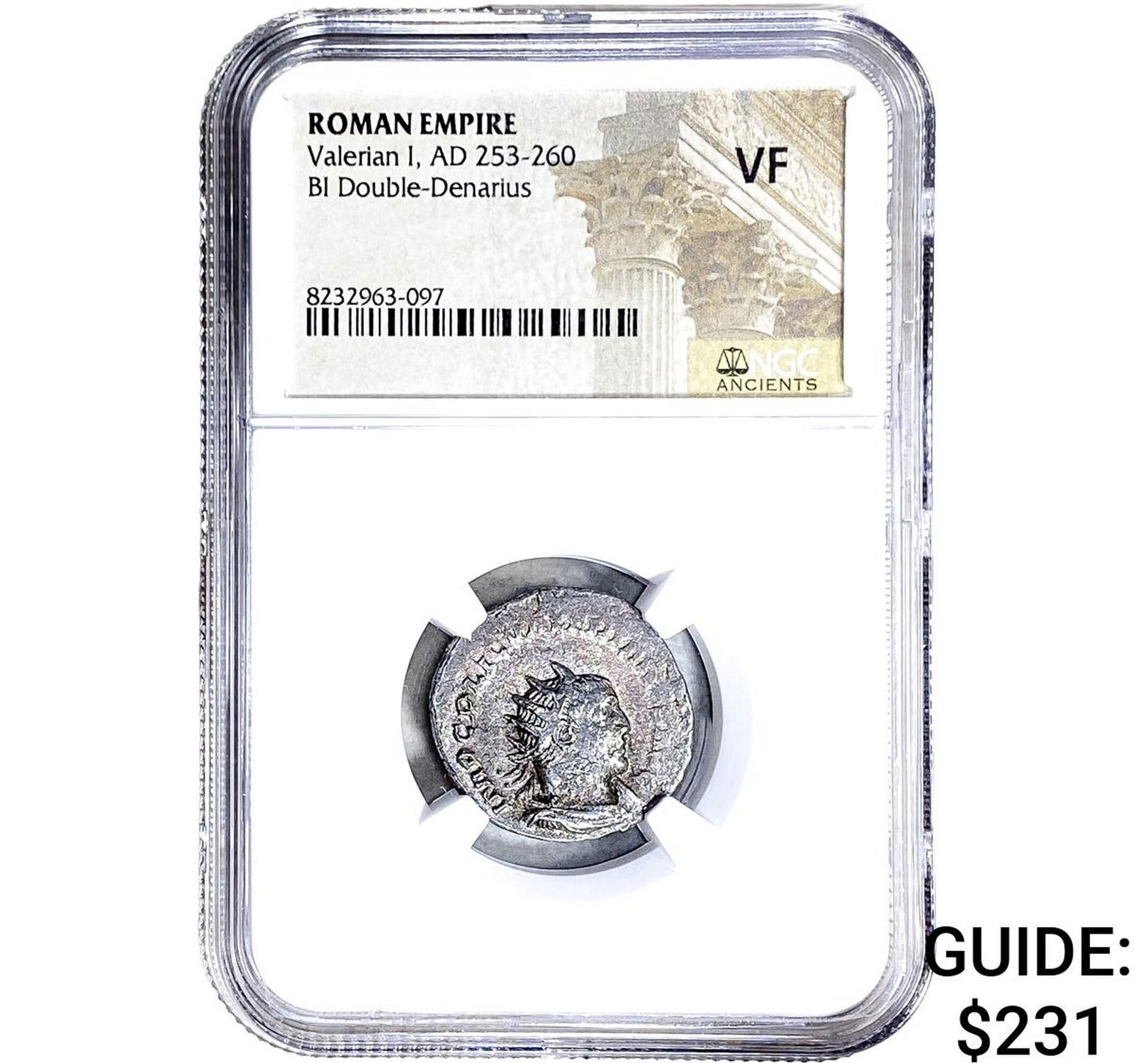 Roman Valerian I, AD 253-260 BI Dbl-Denarius NGC VF: Roman Valerian I, AD 253-260 BI Dbl-Denarius NGC VF