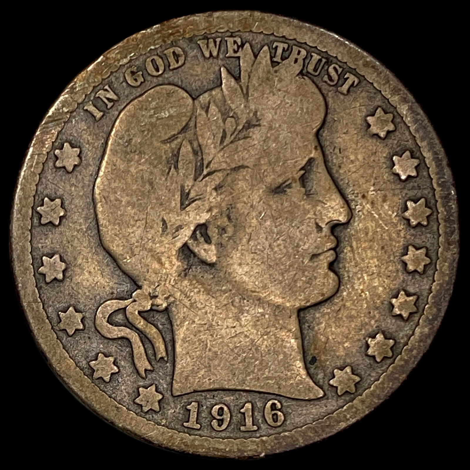 1916-D Silver Barber Quarter NICELY CIRCULATED: 1916-D Silver Barber Quarter NICELY CIRCULATED