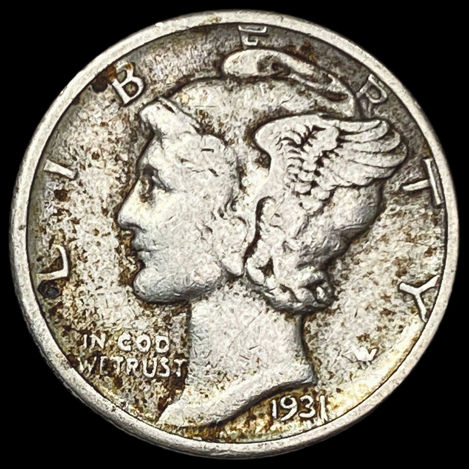 1931-D Silver Mercury Dime LIGHTLY CIRCULATED: 1931-D Silver Mercury Dime LIGHTLY CIRCULATED