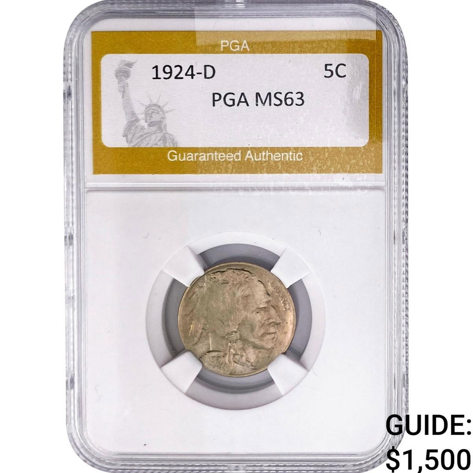 1924-D Buffalo Nickel PGA MS63: 1924-D Buffalo Nickel PGA MS63