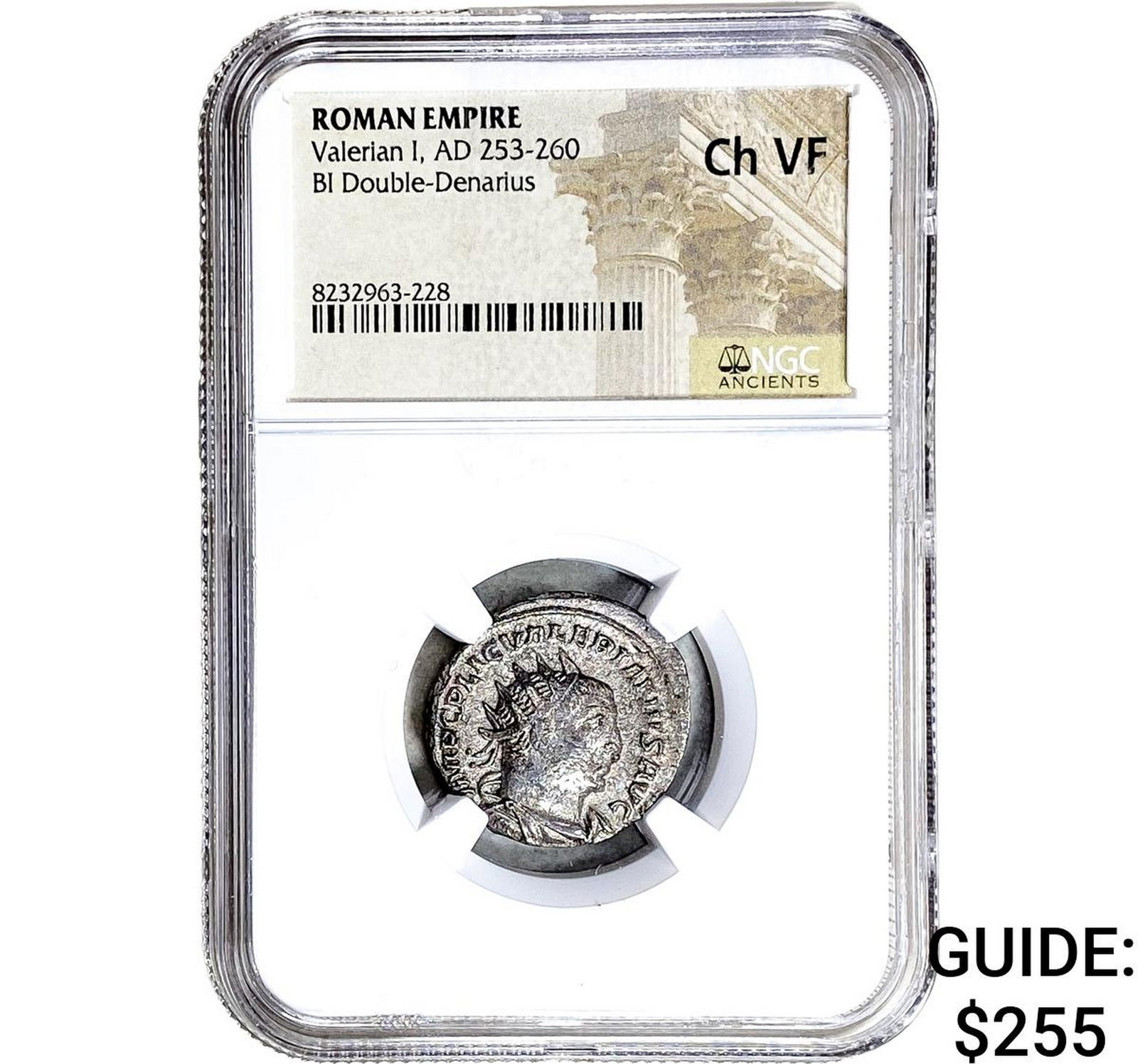 Roman Valerian I, AD 253-260 BI Dbl-Denarius NGC Ch VF: Roman Valerian I, AD 253-260 BI Dbl-Denarius NGC Ch VF