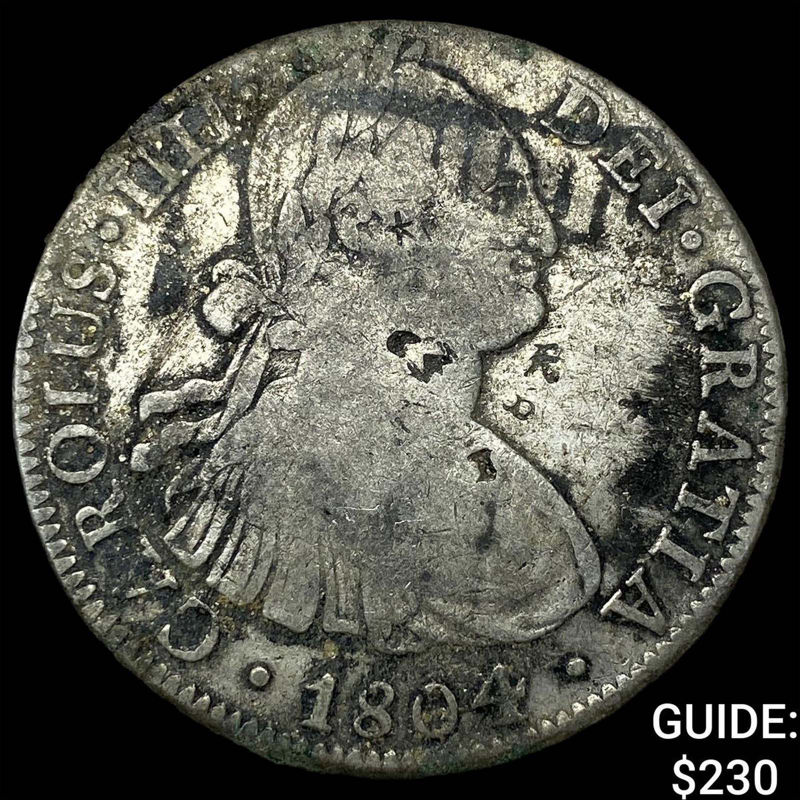 1804 Colonial Spain Silver 8 Reales Punchmarked NEARLY UNCIRCULATED (1 of 2)