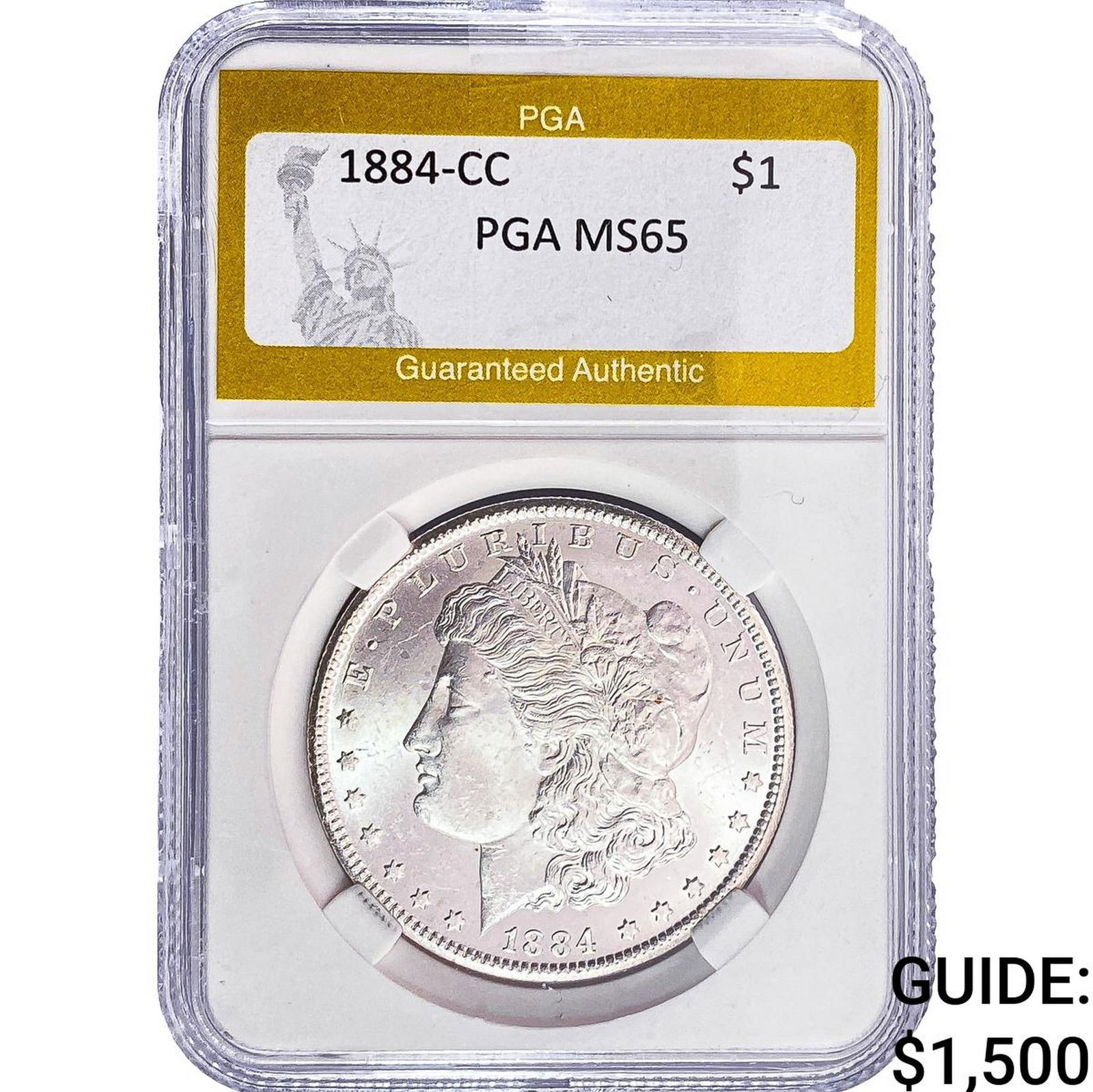 1884-CC Morgan Silver Dollar PGA MS65: 1884-CC Morgan Silver Dollar PGA MS65
