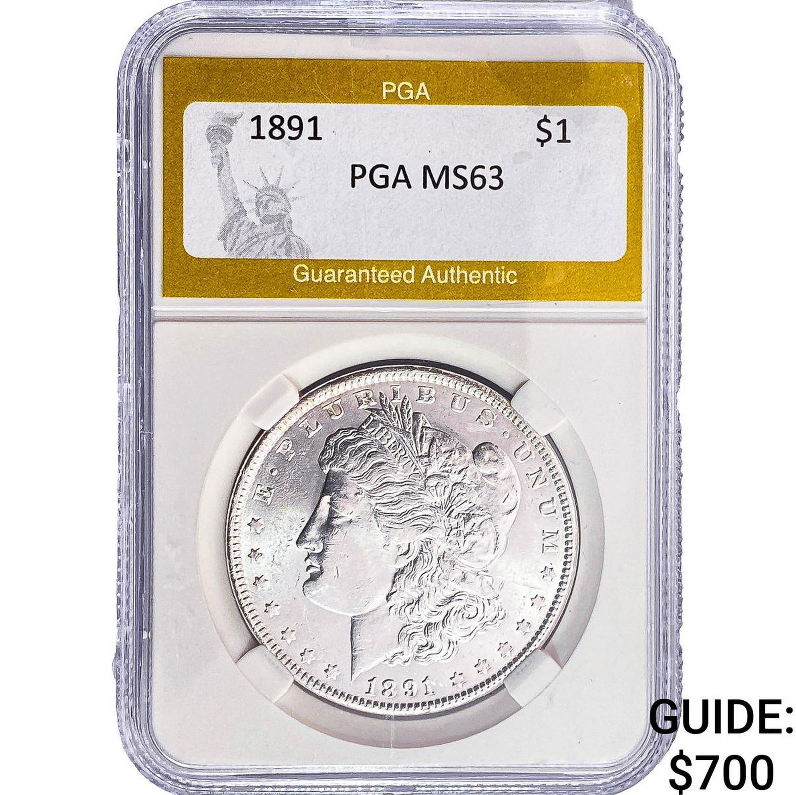 1891 Morgan Silver Dollar PGA MS63: 1891 Morgan Silver Dollar PGA MS63