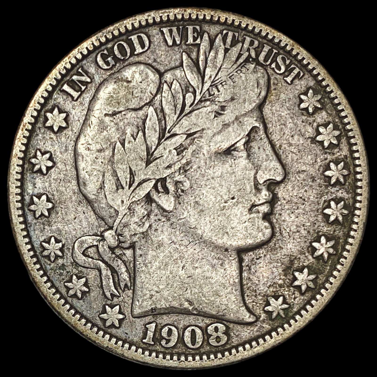 1908-O Silver Barber Half Dollar LIGHTLY CIRCULATED (1 of 2)