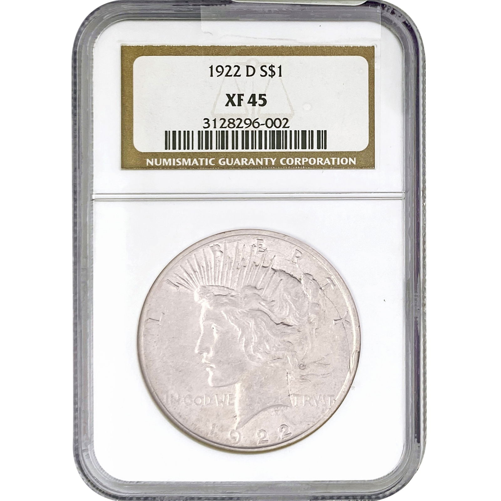 1922-D Silver Peace Dollar NGC XF45: 1922-D Silver Peace Dollar NGC XF45