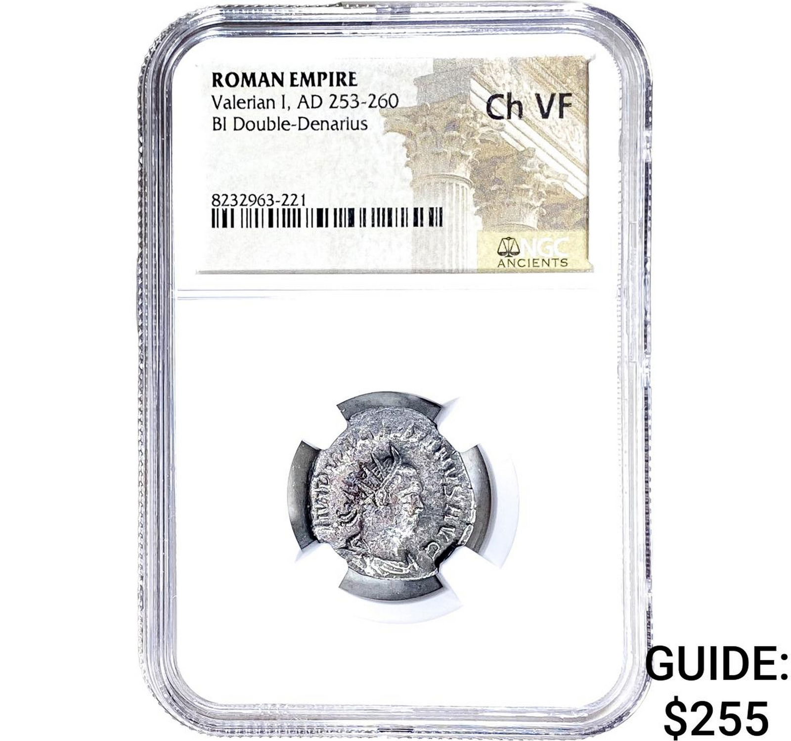 Roman Valerian I, AD 253-260 BI Dbl-Denarius NGC Ch VF: Roman Valerian I, AD 253-260 BI Dbl-Denarius NGC Ch VF