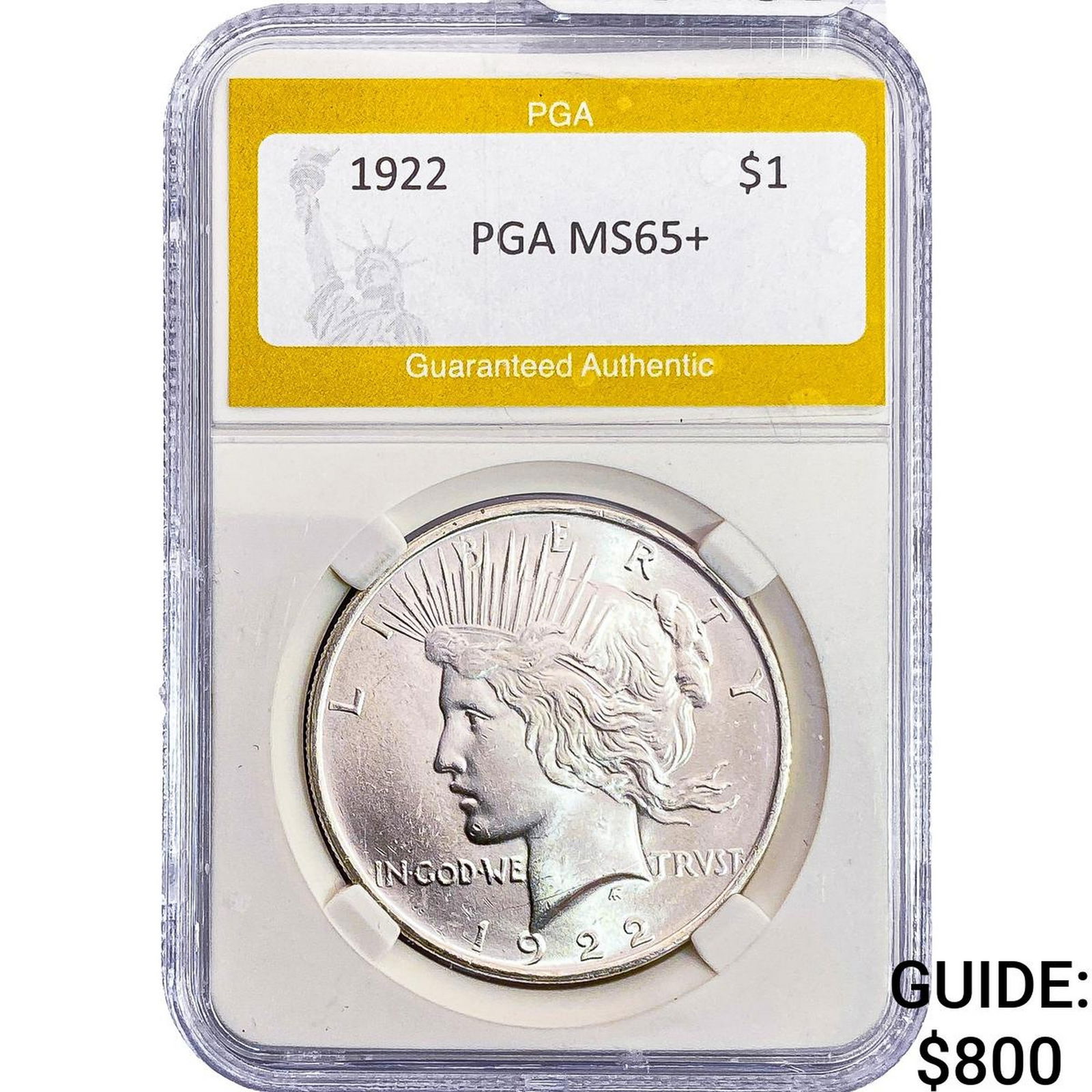 1922 Silver Peace Dollar PGA MS65+: 1922 Silver Peace Dollar PGA MS65+